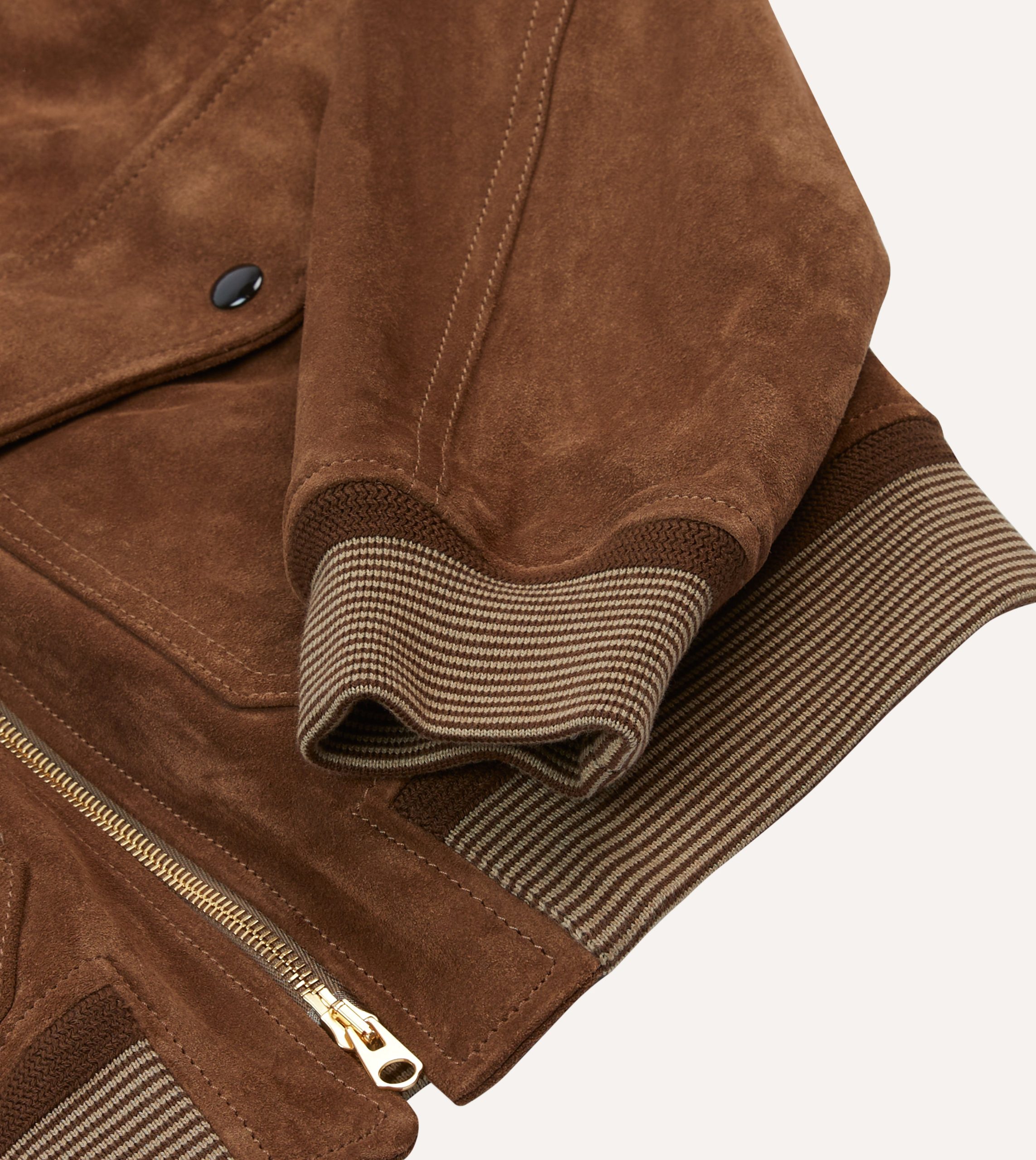 Tobacco Heavyweight Suede A-2 Bomber Jacket - Image 5