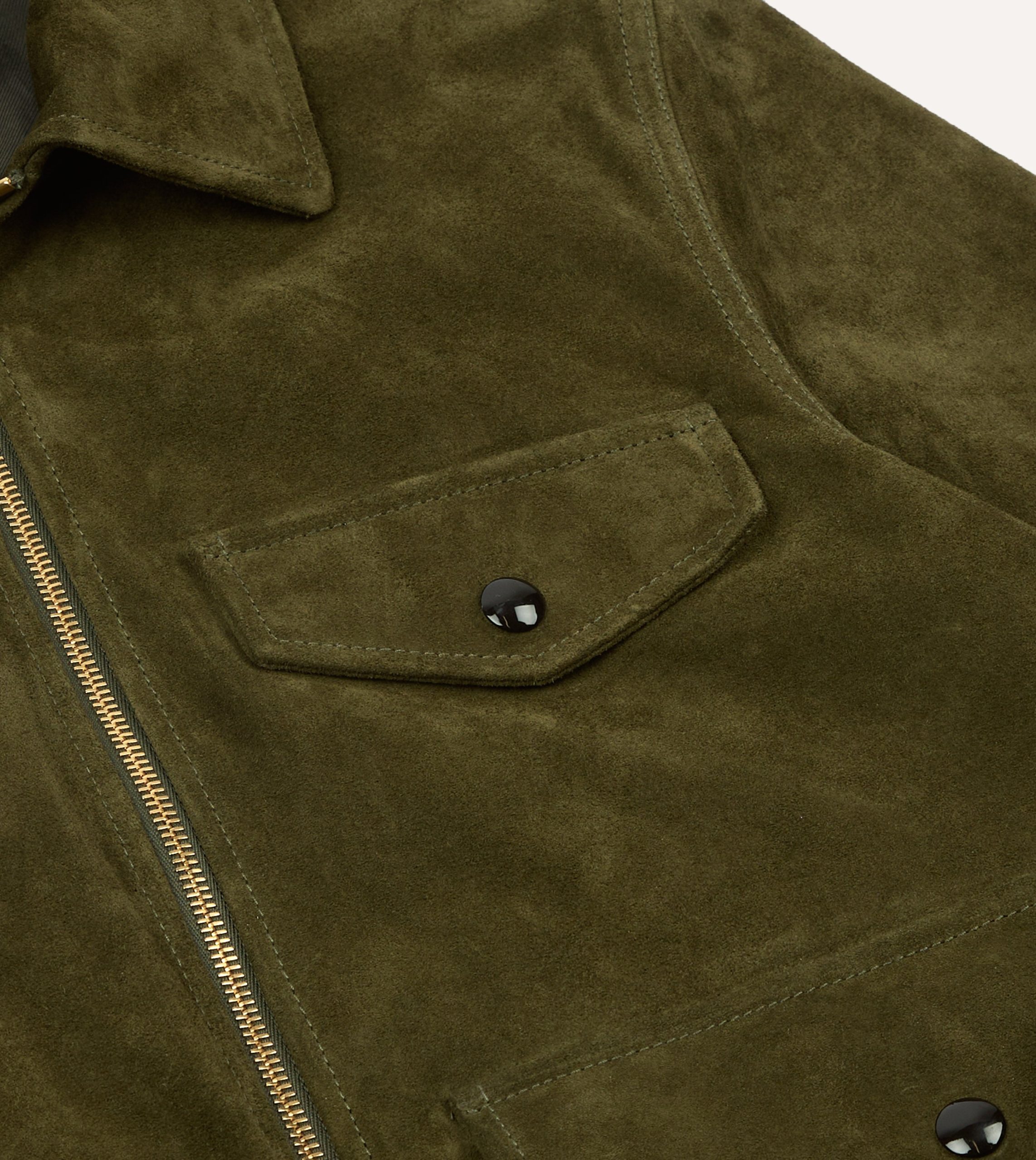 Green Heavyweight Suede A-2 Bomber Jacket - Image 4