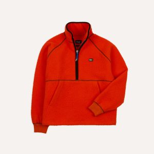 Orange Casentino Wool Half-Zip Pullover Fleece