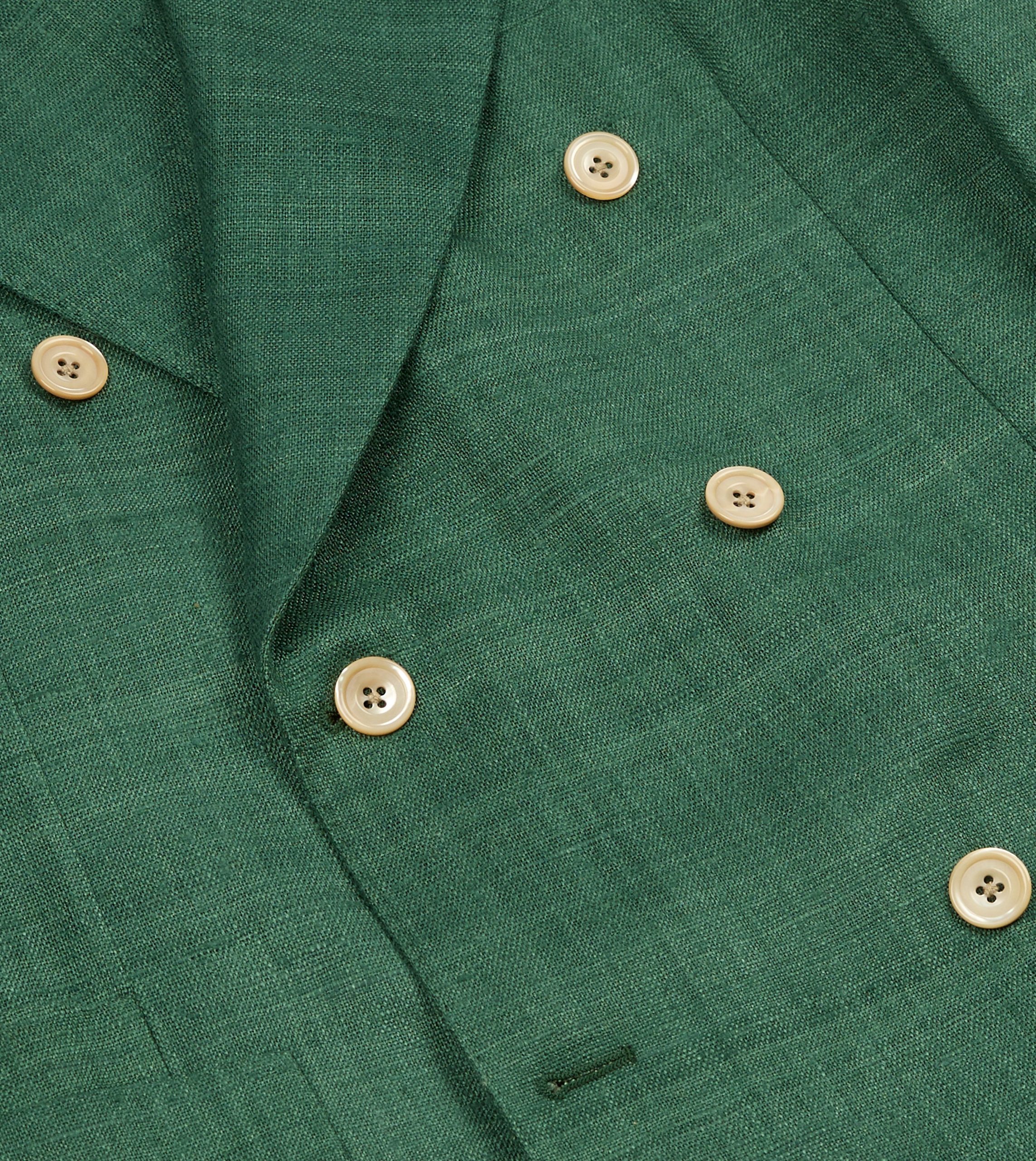 Green Tussah Silk Double-Breasted Evening Jacket - Image 5
