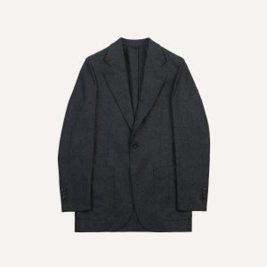 Grey Wool Flannel Tailored Jacket