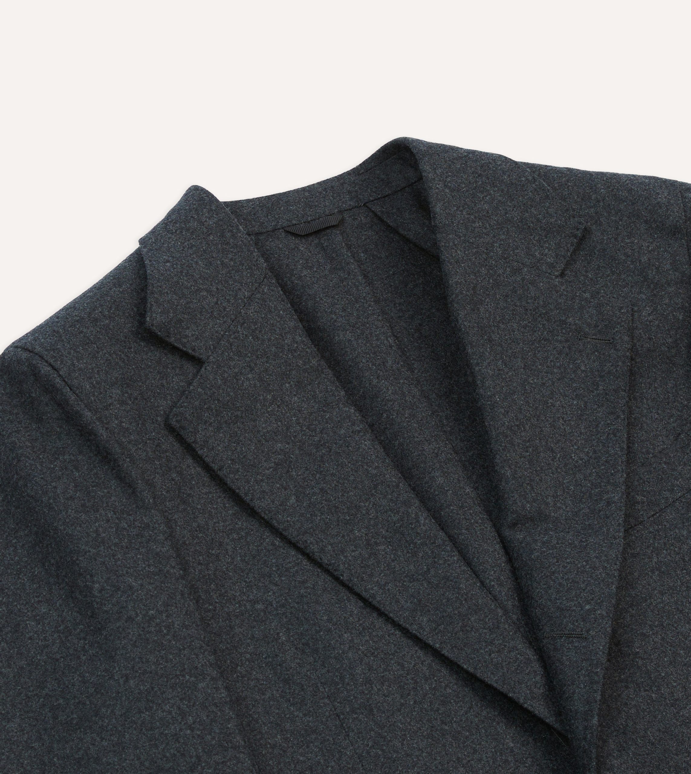 Grey Wool Flannel Tailored Jacket - Image 3