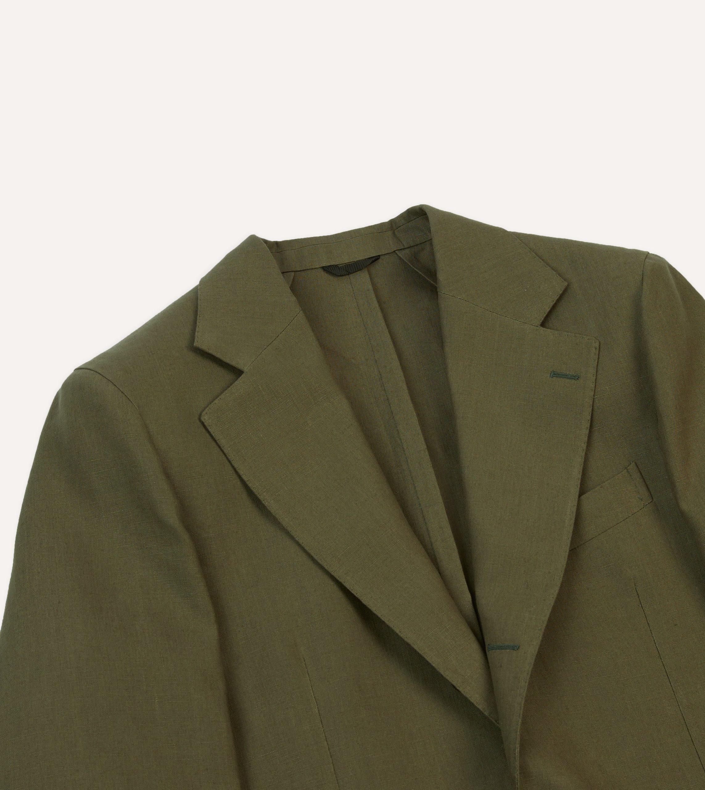 Olive Irish Linen Tailored Jacket - Image 3