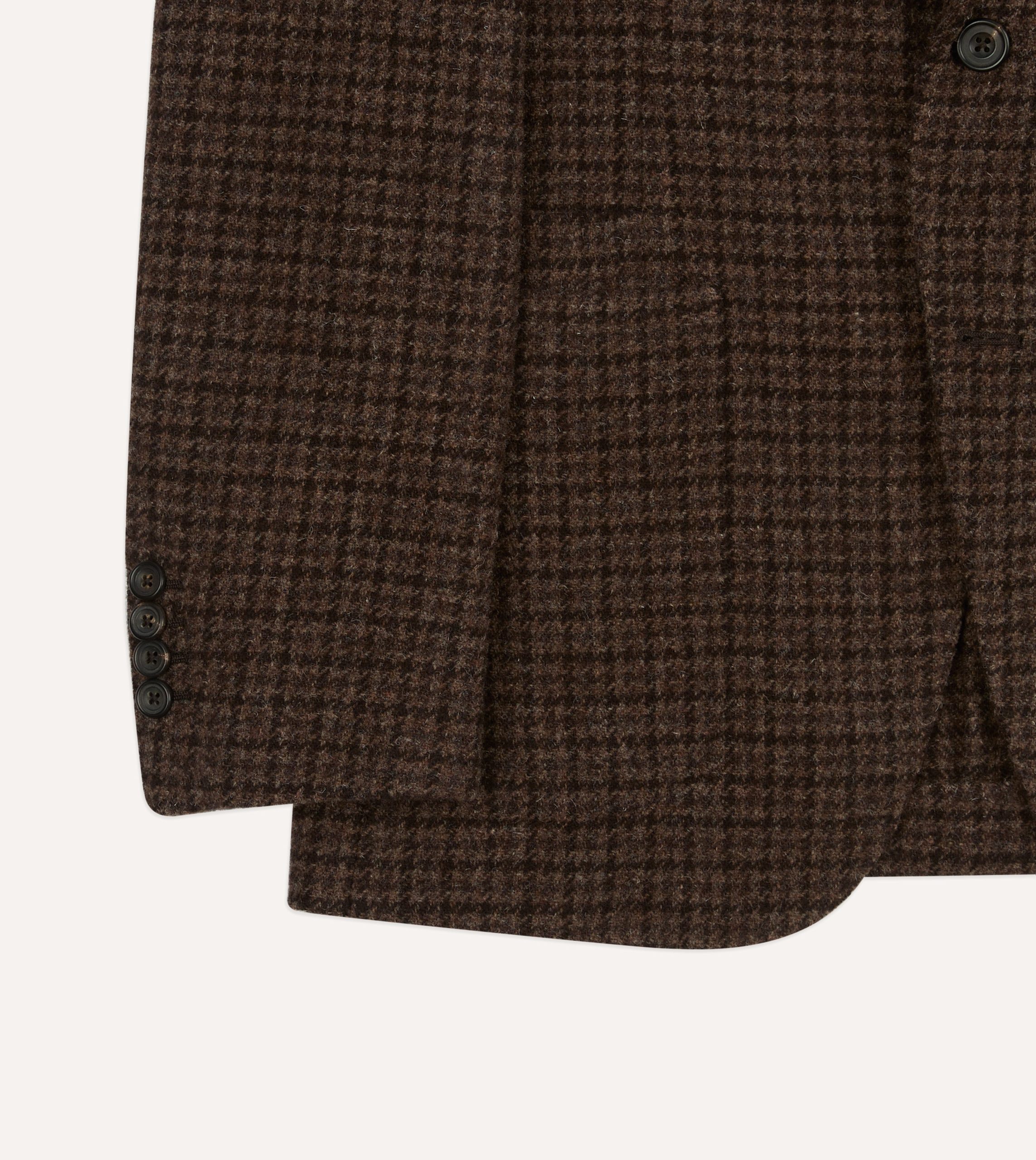 Brown Houndstooth Check Tweed Blazer - Image 6
