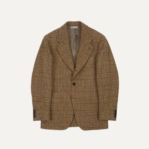 Beige Prince of Wales Check Tweed Blazer