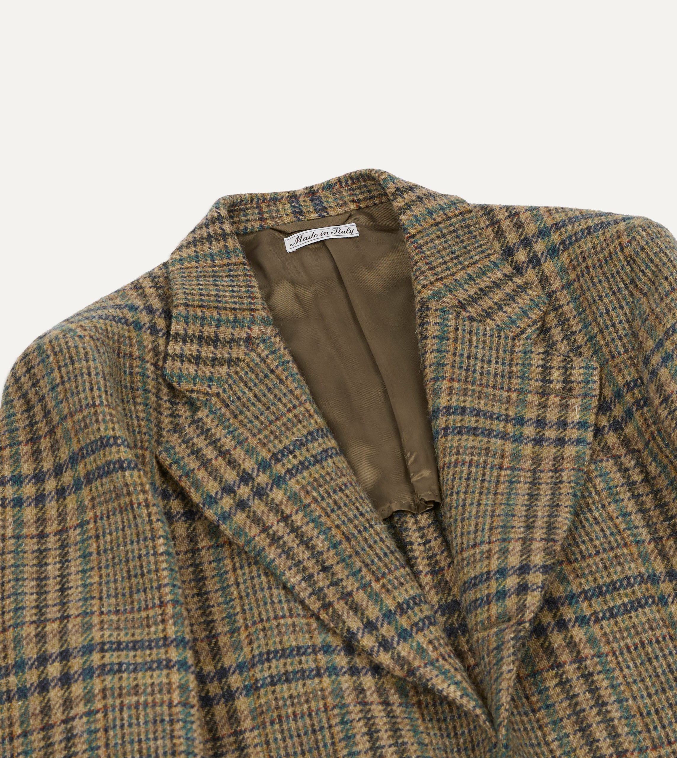Brown and Teal Prince of Wales Check Tweed Blazer - Image 3