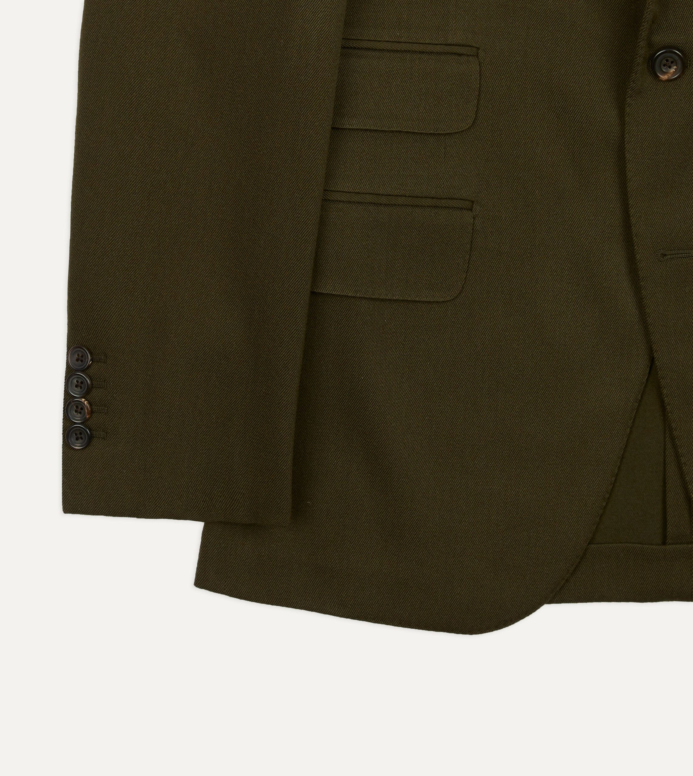 Olive Wool-Cotton Tailored Jacket - Image 6