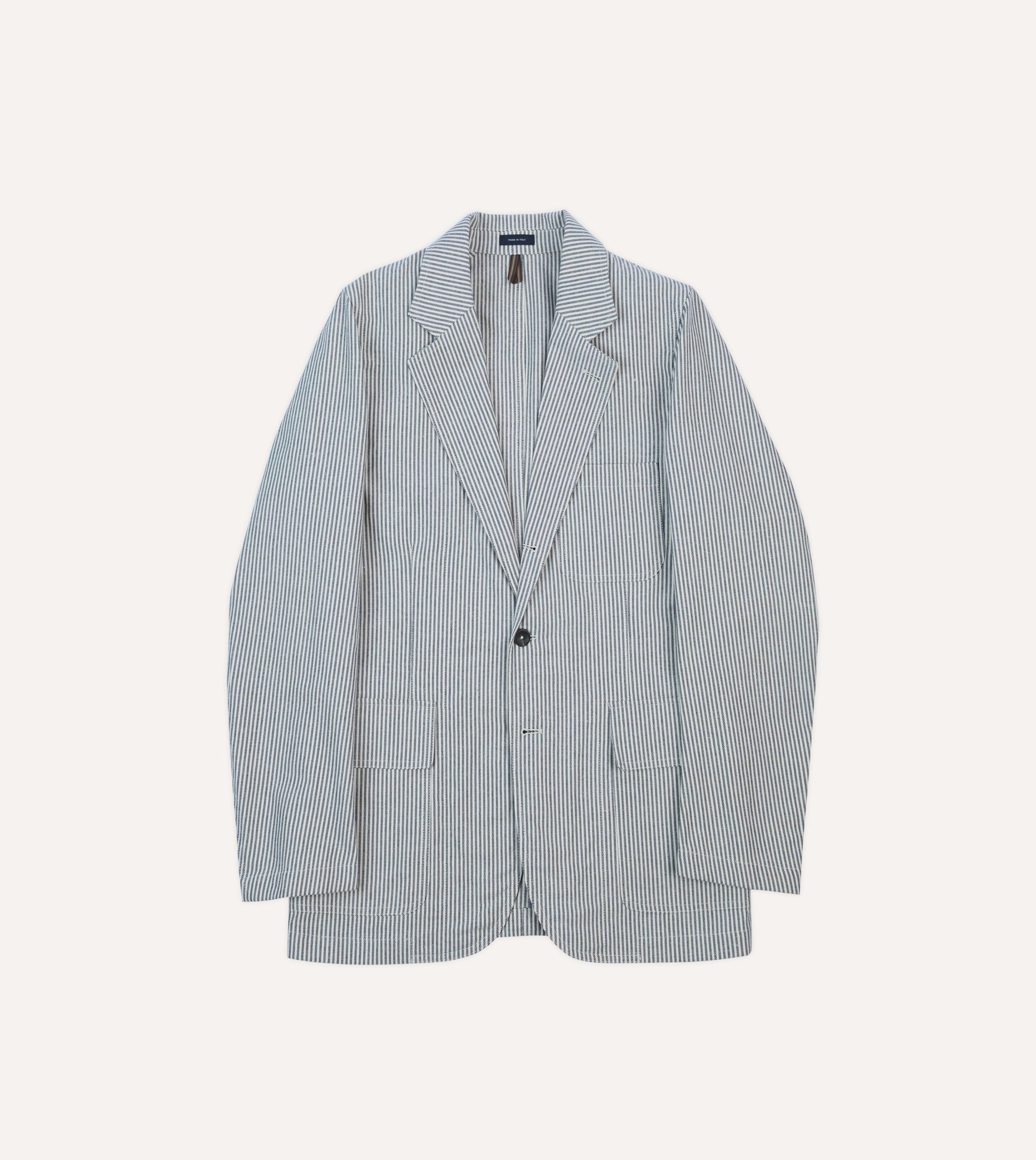 Navy Ticking Stripe Cotton Linen Games Blazer Mk. I