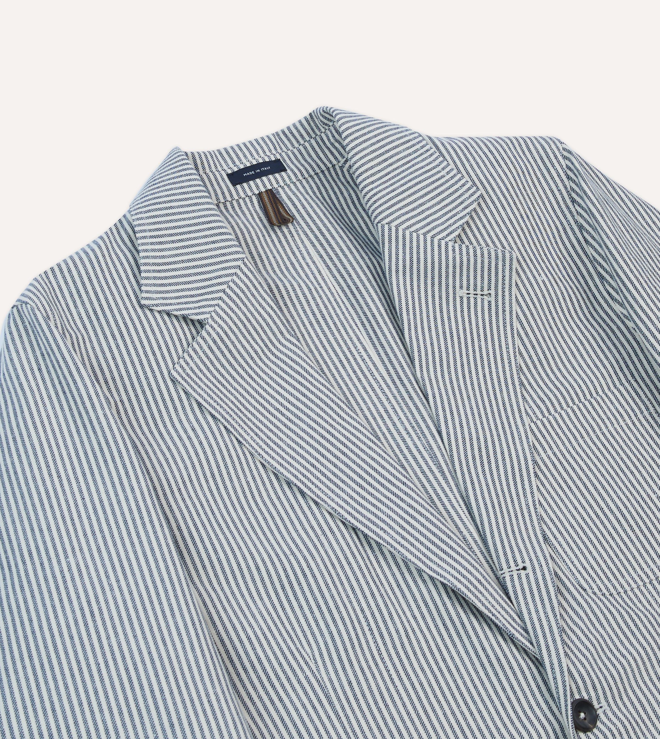 Navy Ticking Stripe Cotton Linen Games Blazer Mk. I - Image 3