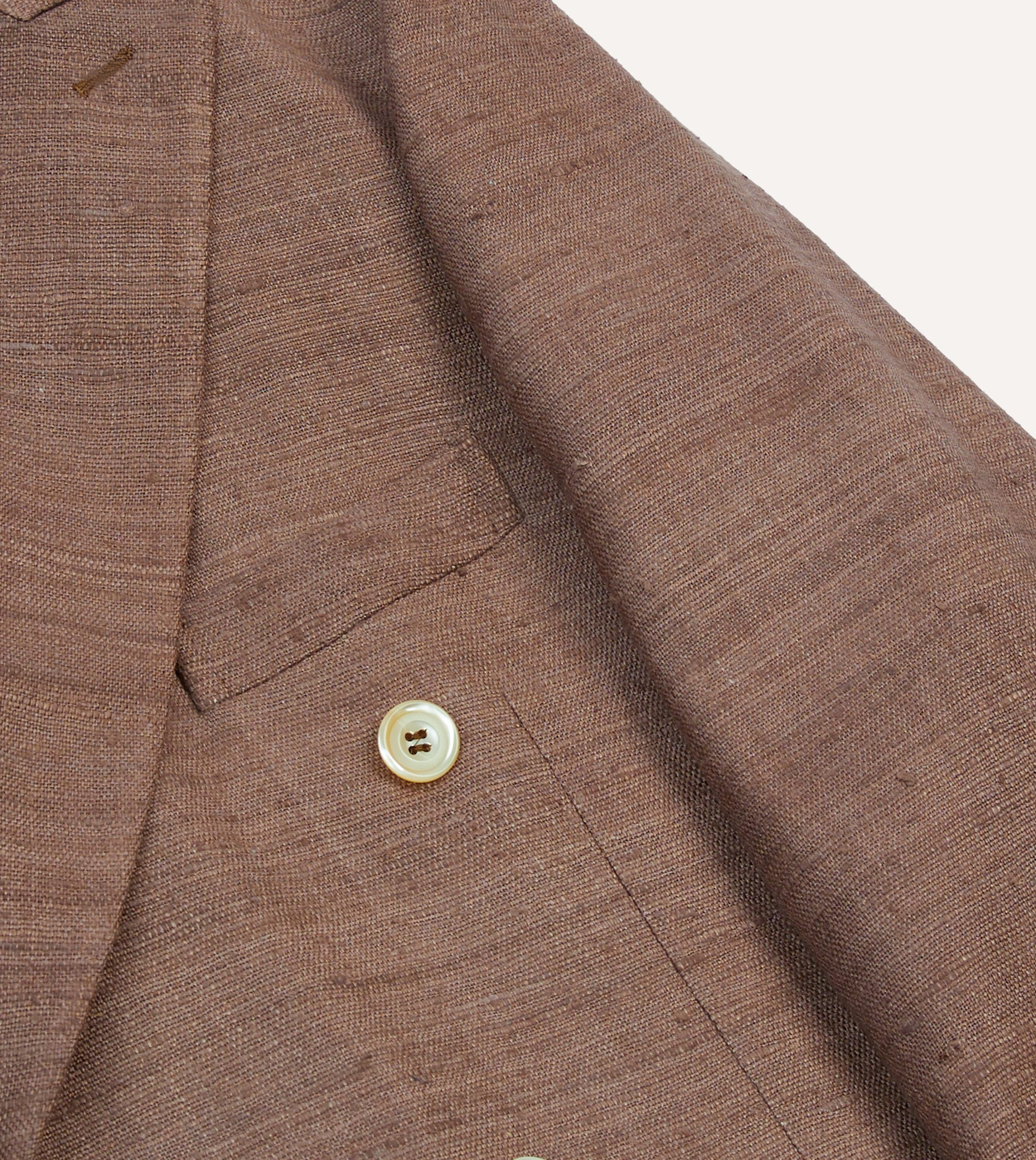 Brown Tussah Silk Double-Breasted Tailored Jacket - Image 4