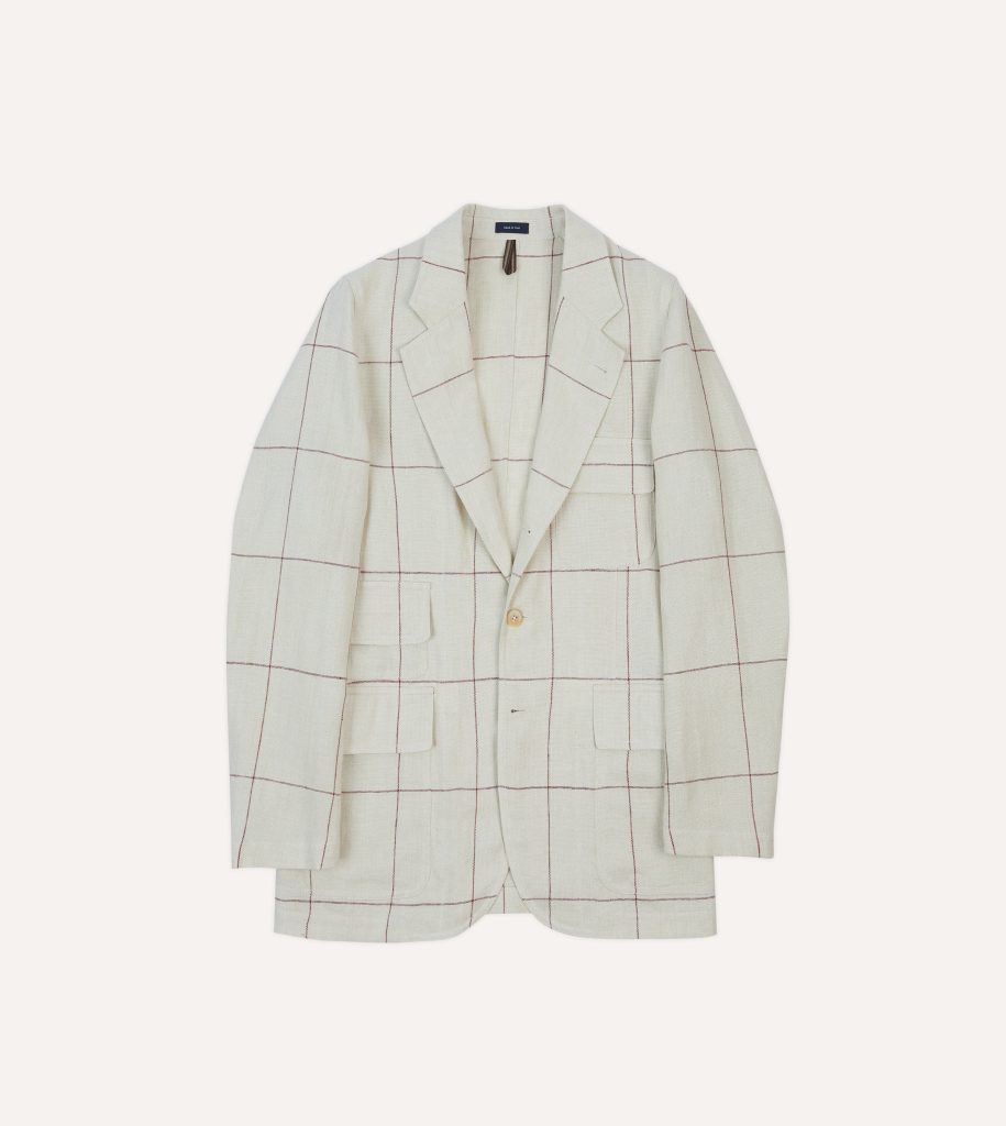 Ecru and Red Windowpane Check Games Blazer Mk. IV