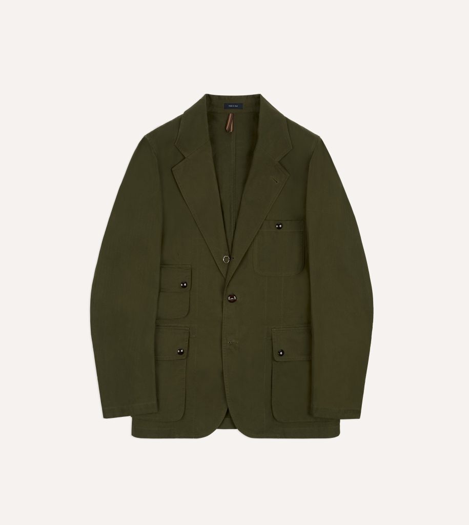 Drake's and New Balance Waxed Herringbone Cotton Games Blazer