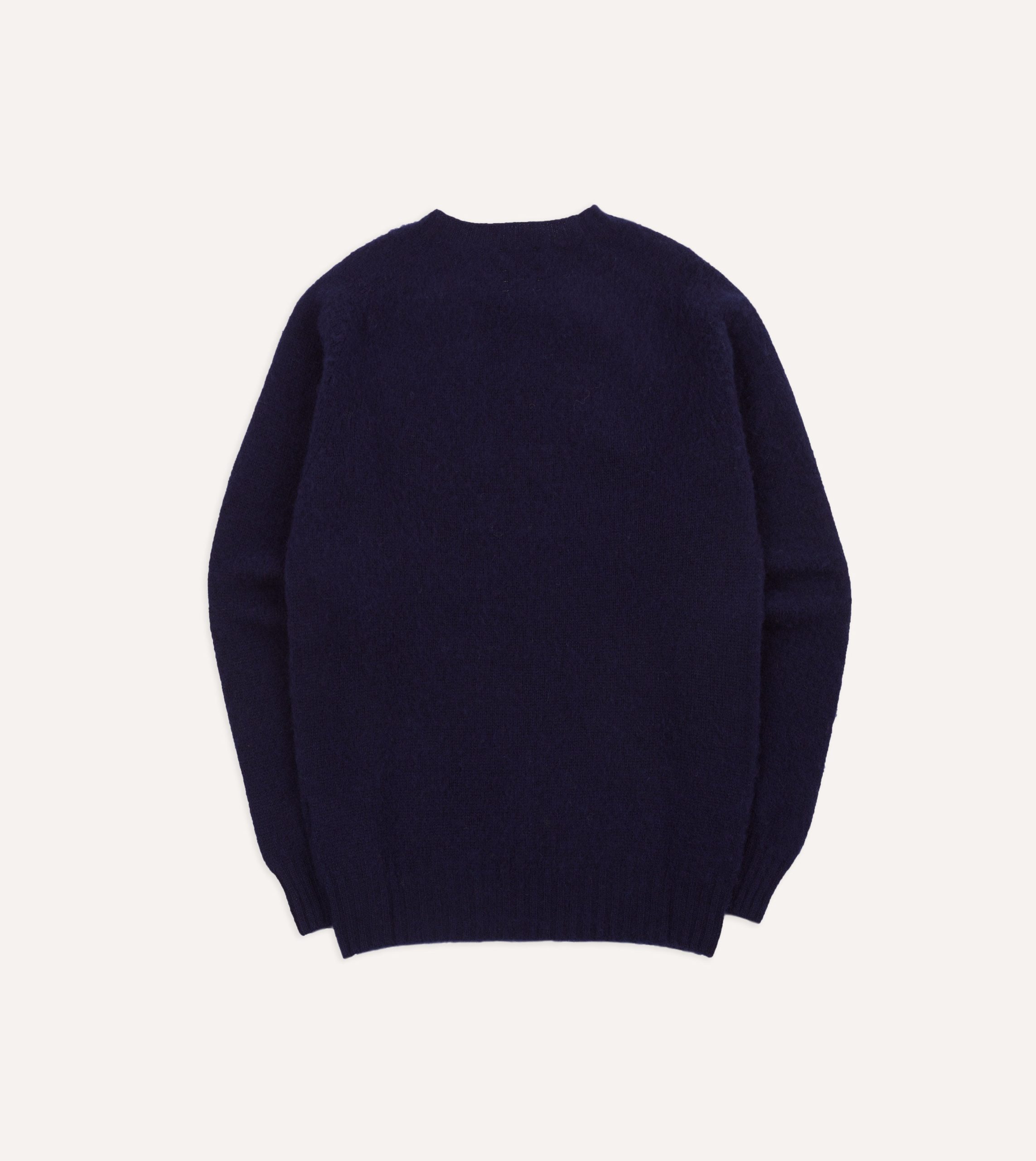 Navy Brushed Shetland Crew Neck Jumper - Image 5