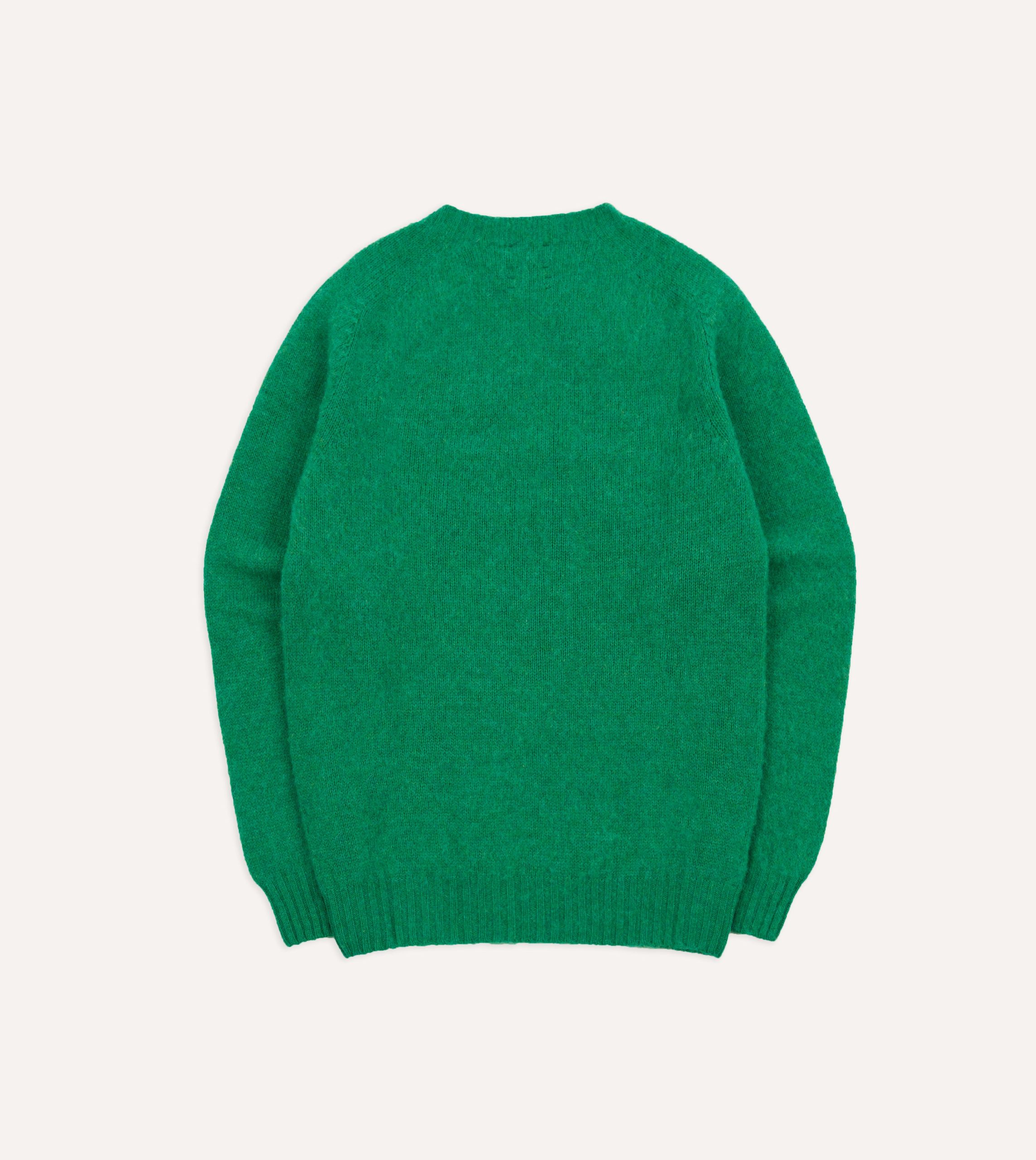 Green Brushed Shetland Crew Neck Jumper - Image 5