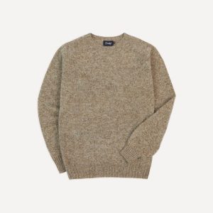 Camel Brushed Shetland Crew Neck Jumper