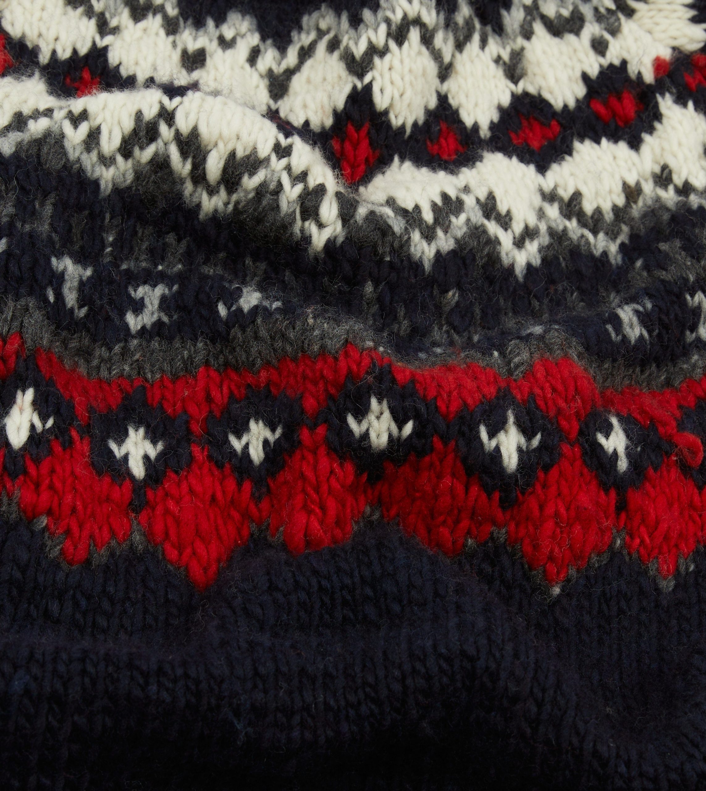 Chamula for Drake's Navy and Red Fairisle Merino Jumper - Image 4