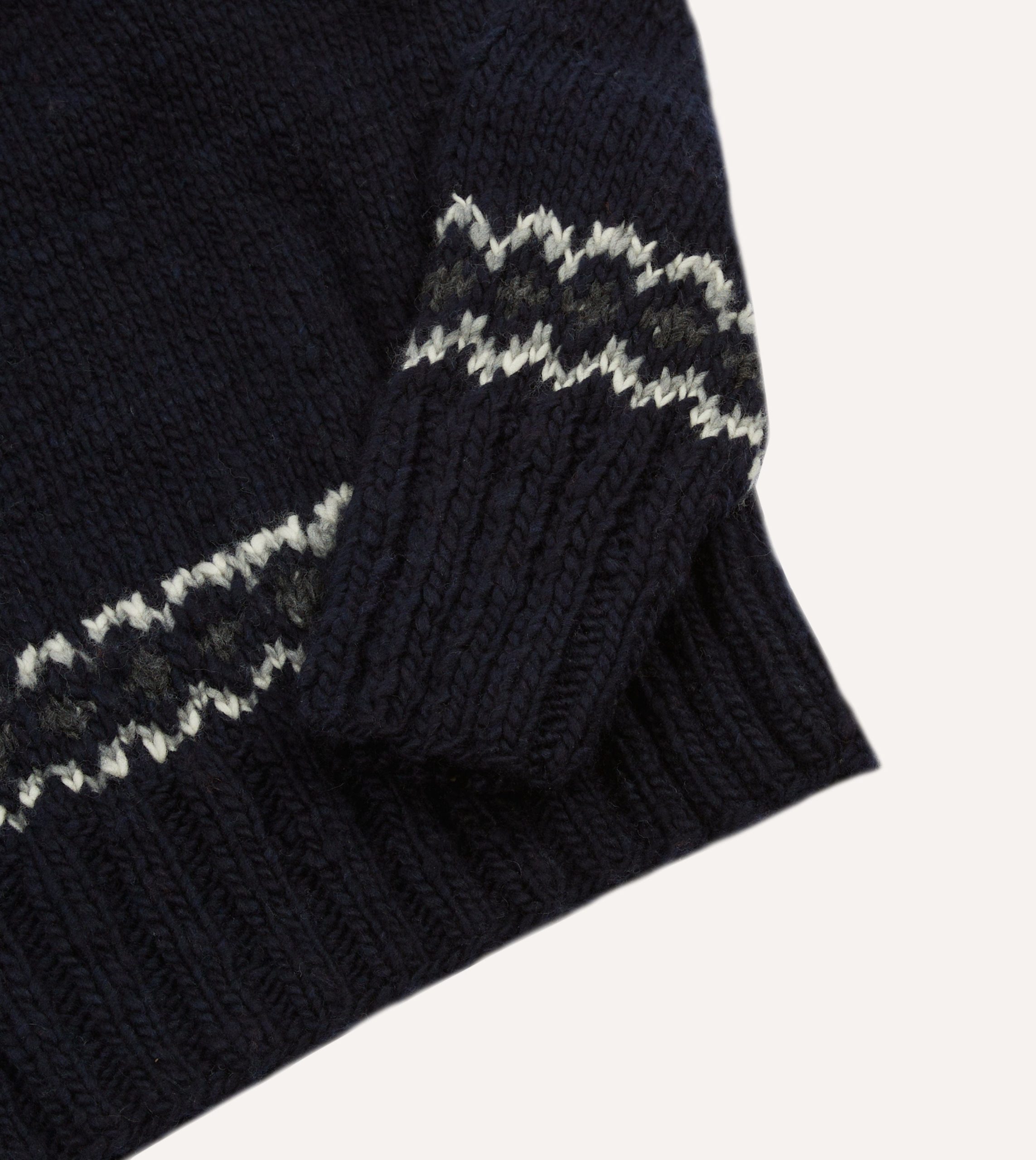 Chamula for Drake's Navy and Red Fairisle Merino Jumper - Image 2