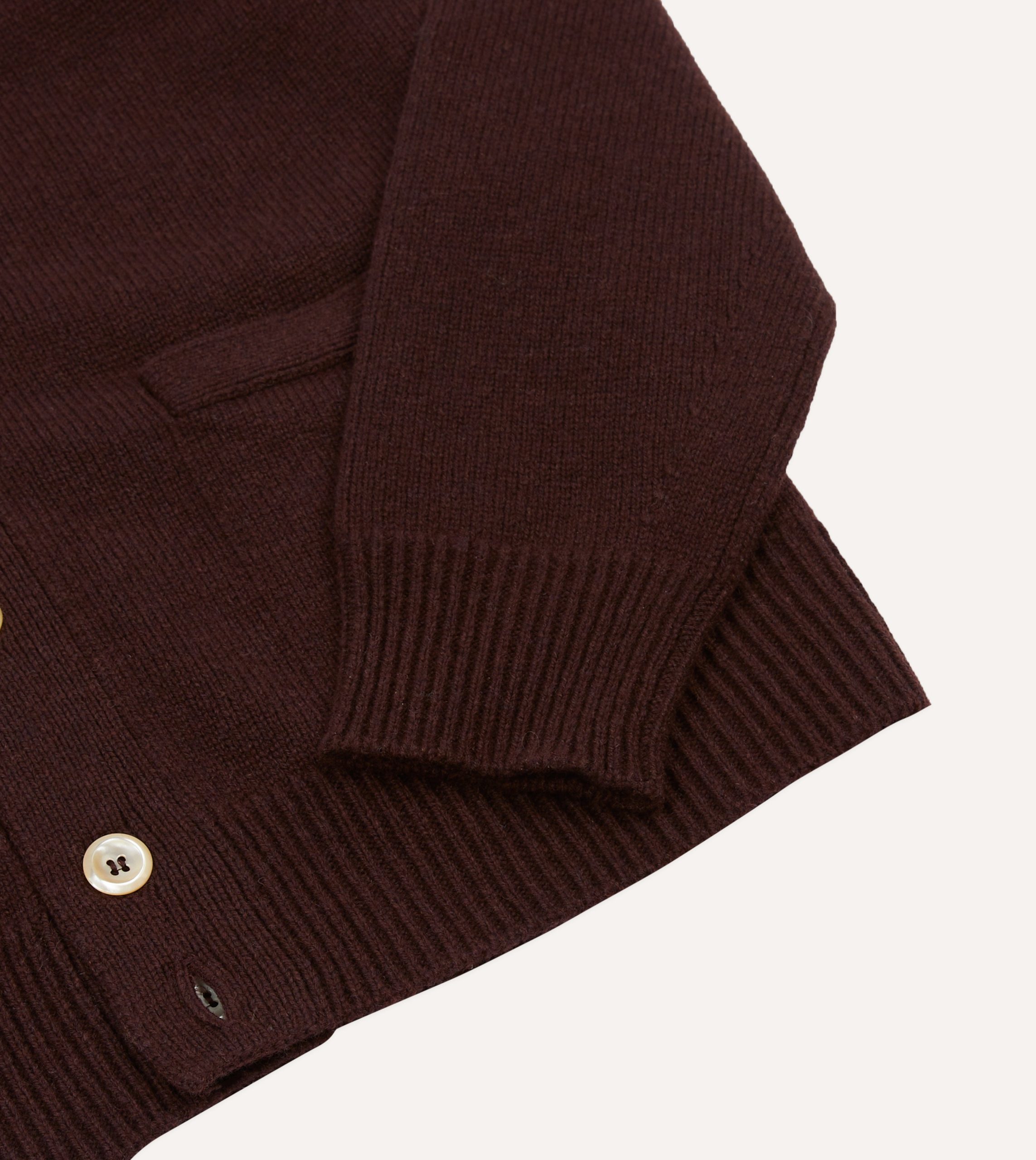 Dark Brown Lambswool 6 Button Cardigan - Image 5