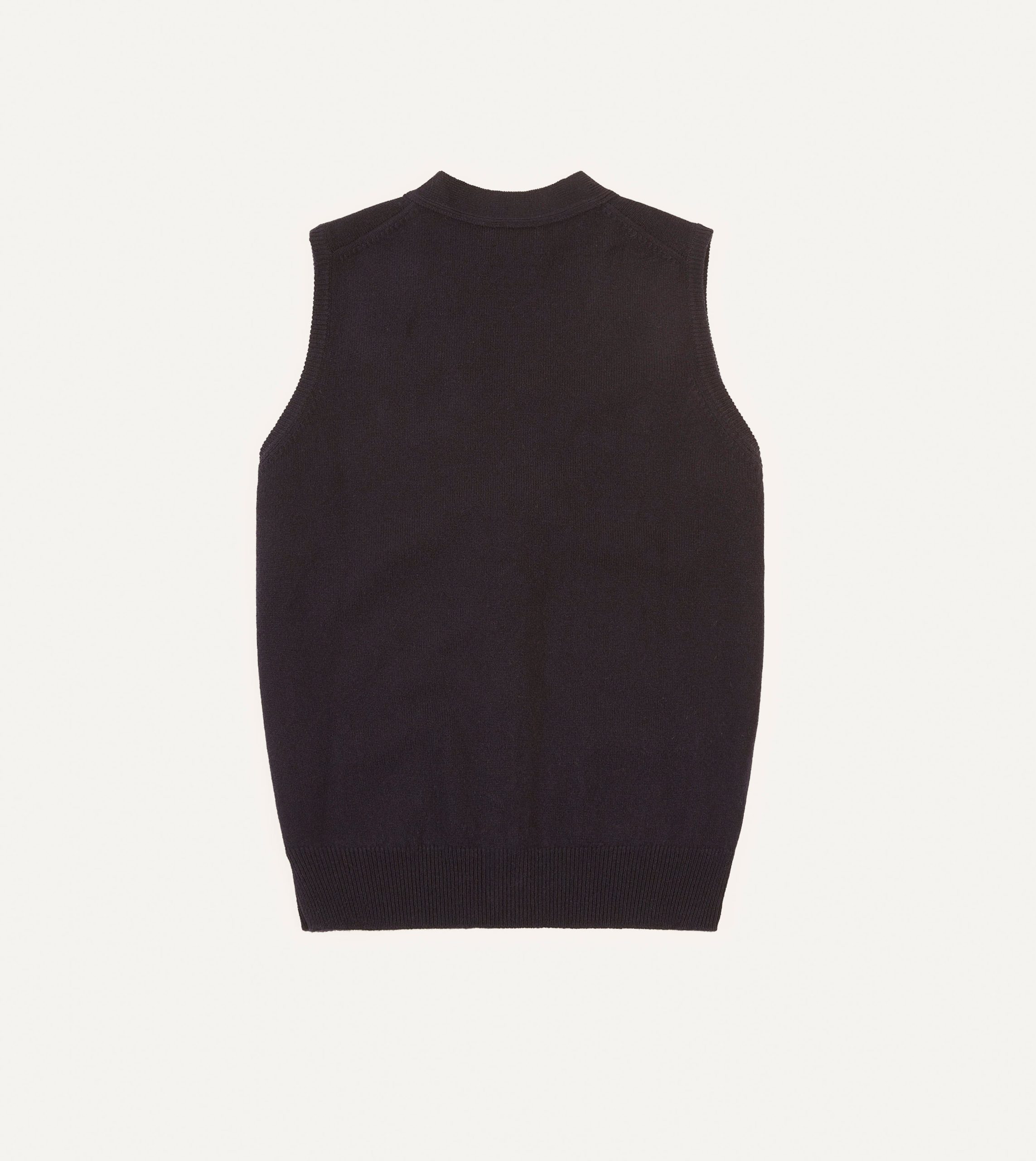 Navy Lambswool Sleeveless Cardigan - Image 5