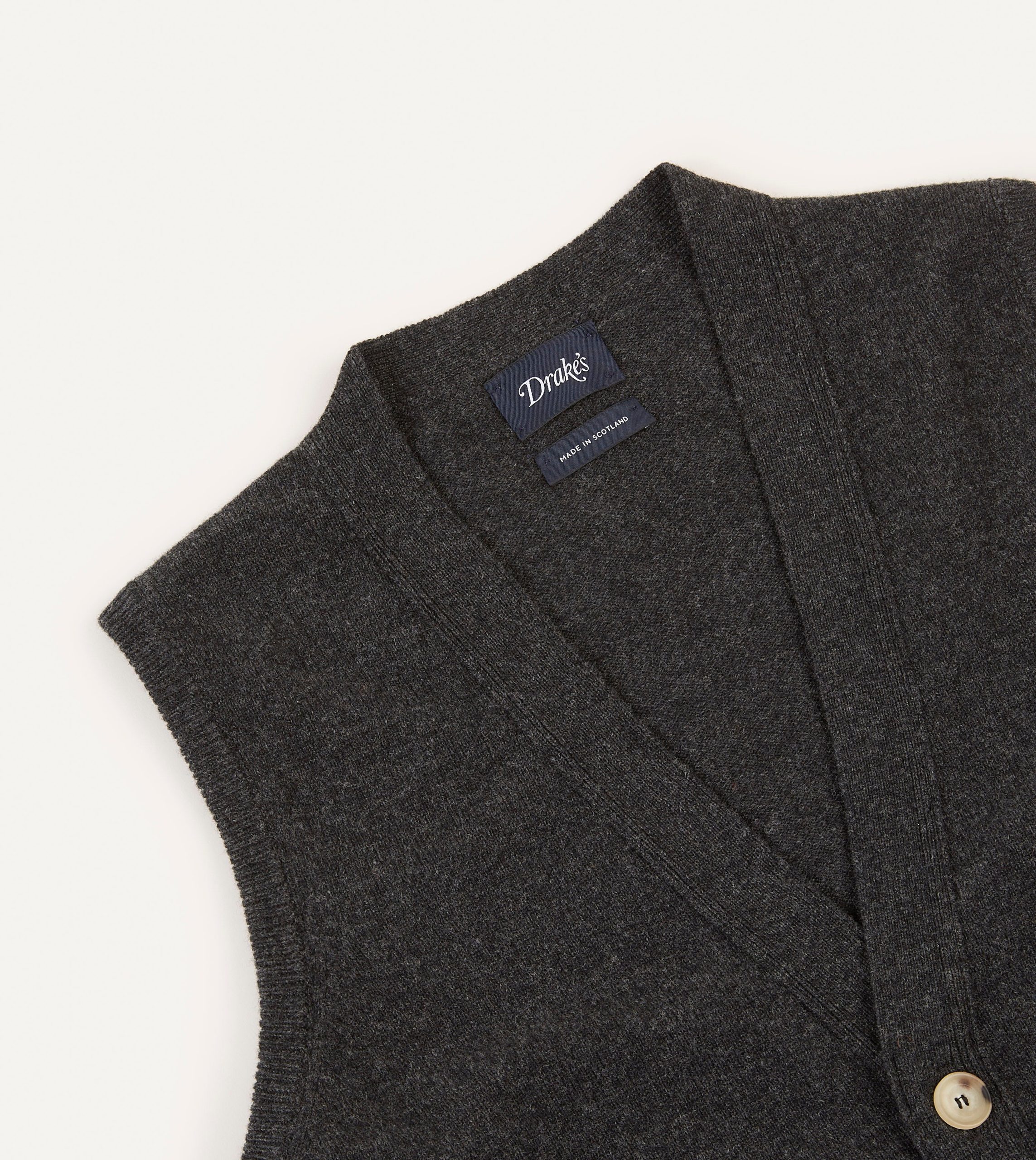 Charcoal Lambswool Sleeveless Cardigan - Image 3