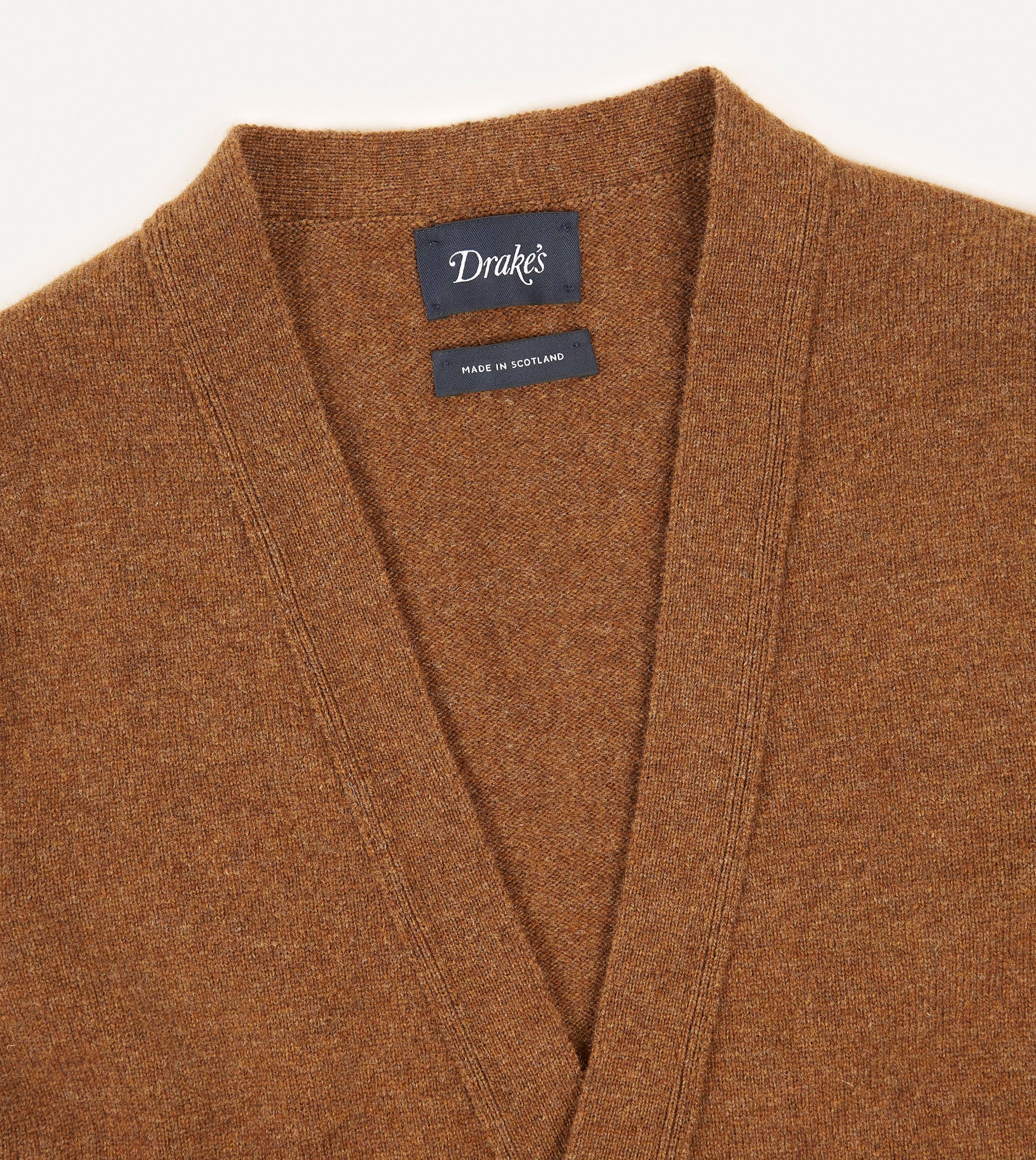 Light Brown Lambswool Sleeveless Cardigan - Image 3