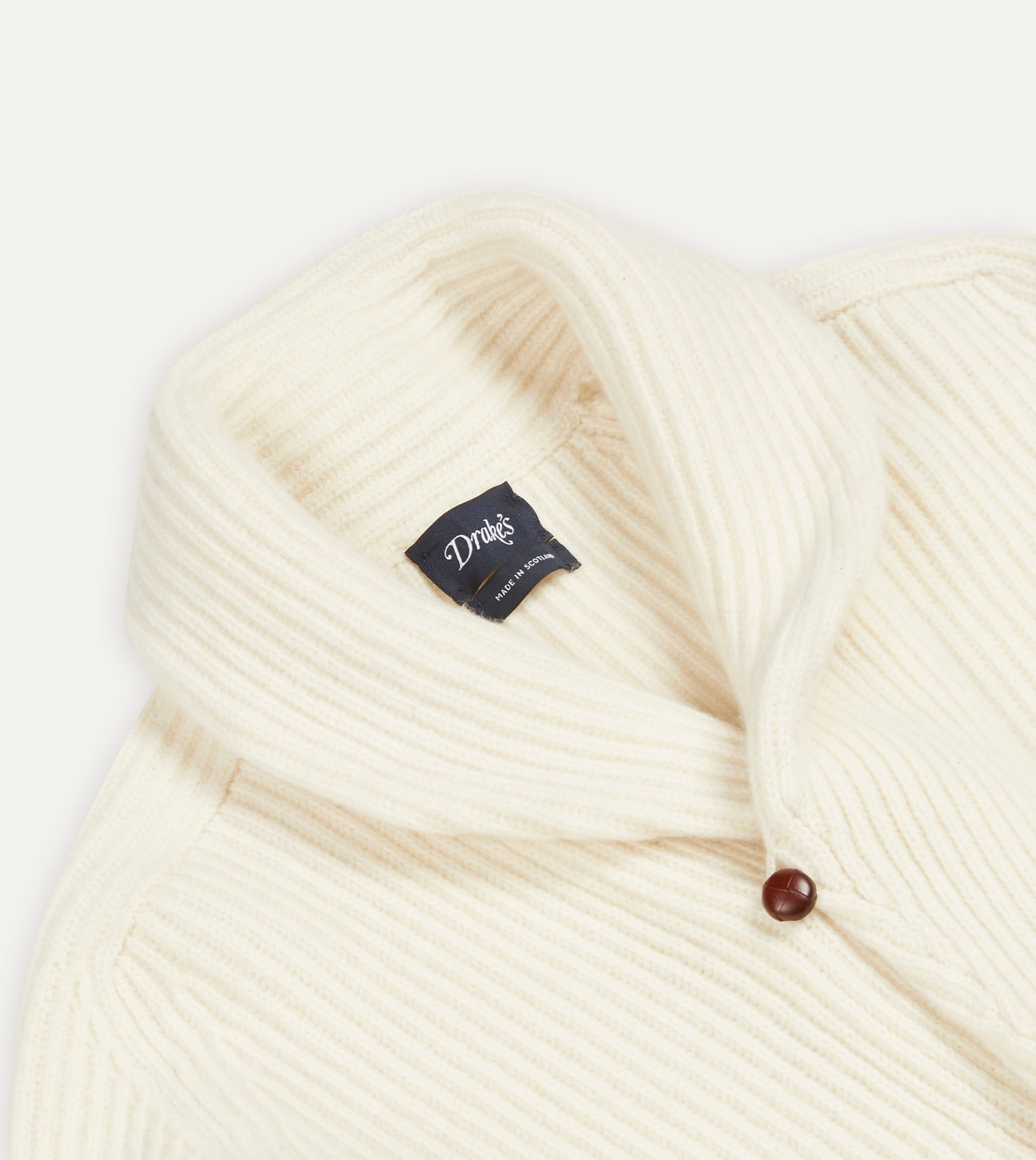 Ecru Lambswool Shawl Collar Cardigan - Image 4