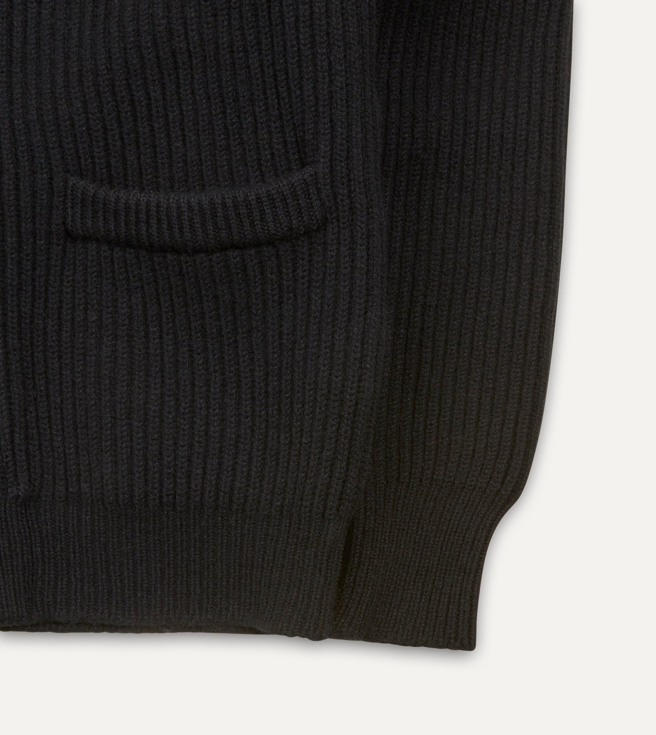 Black Lambswool Shawl Collar Cardigan - Image 5