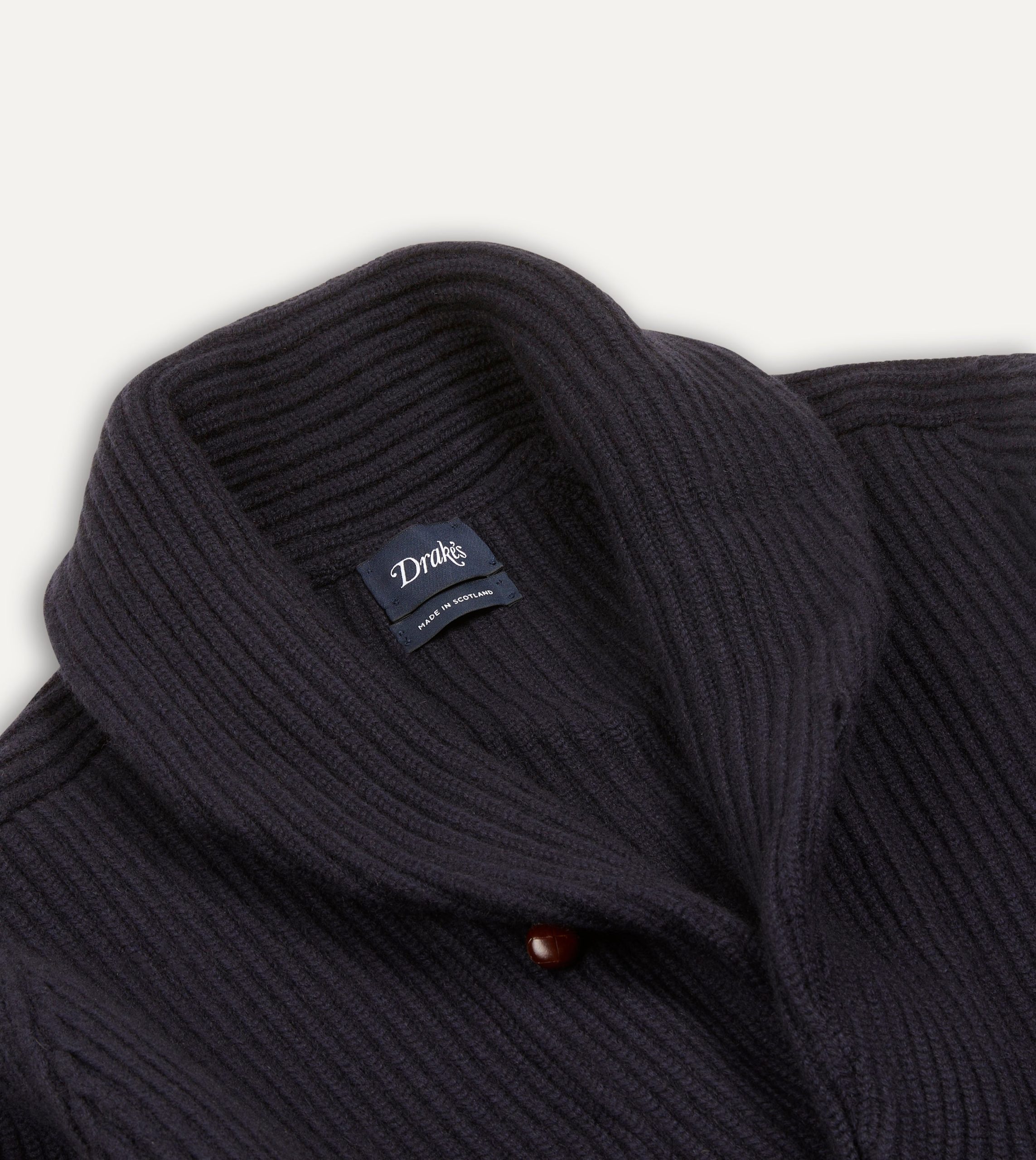 Navy Cashmere Shawl Collar Cardigan - Image 3