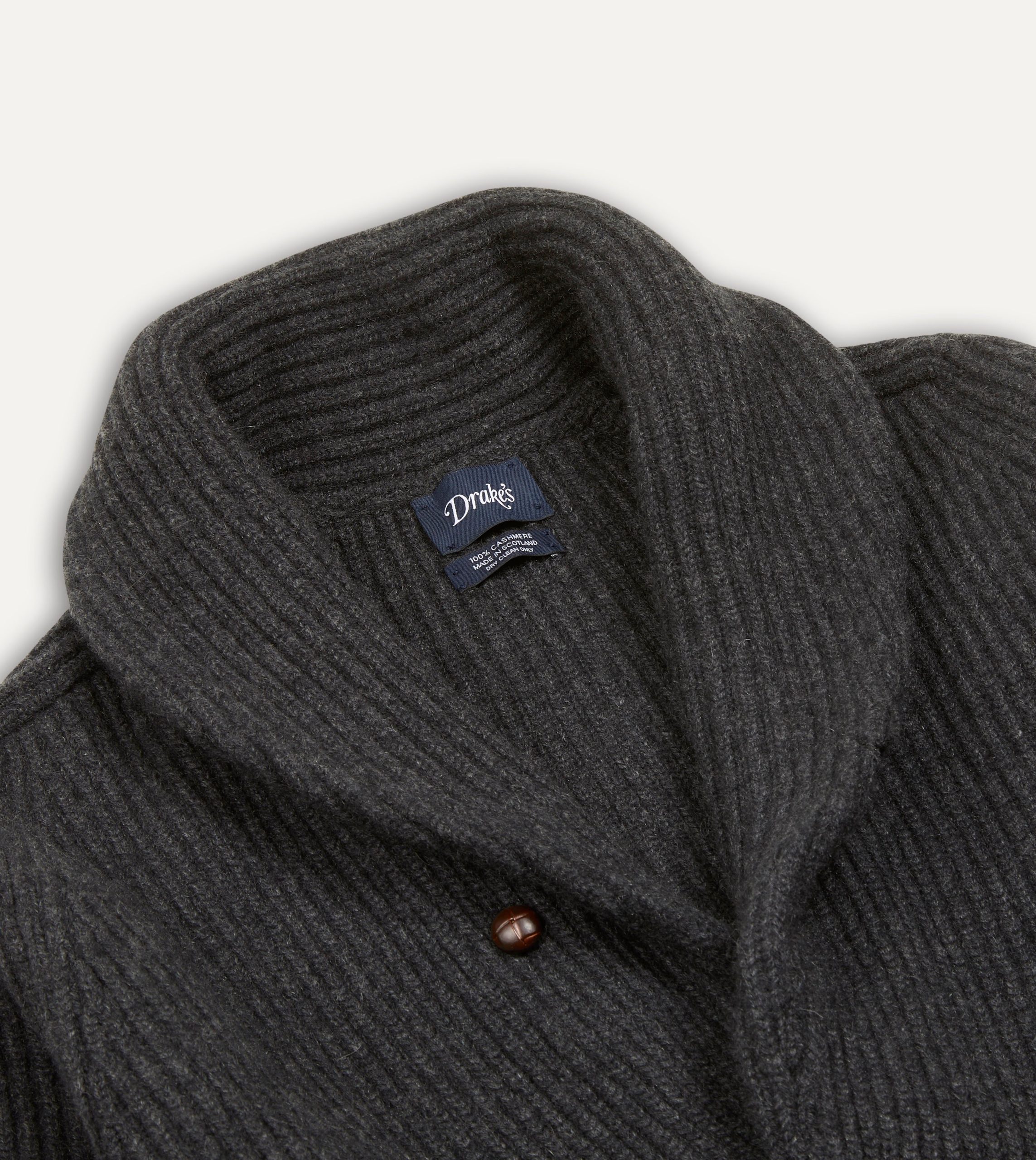 Charcoal Cashmere Shawl Collar Cardigan - Image 3