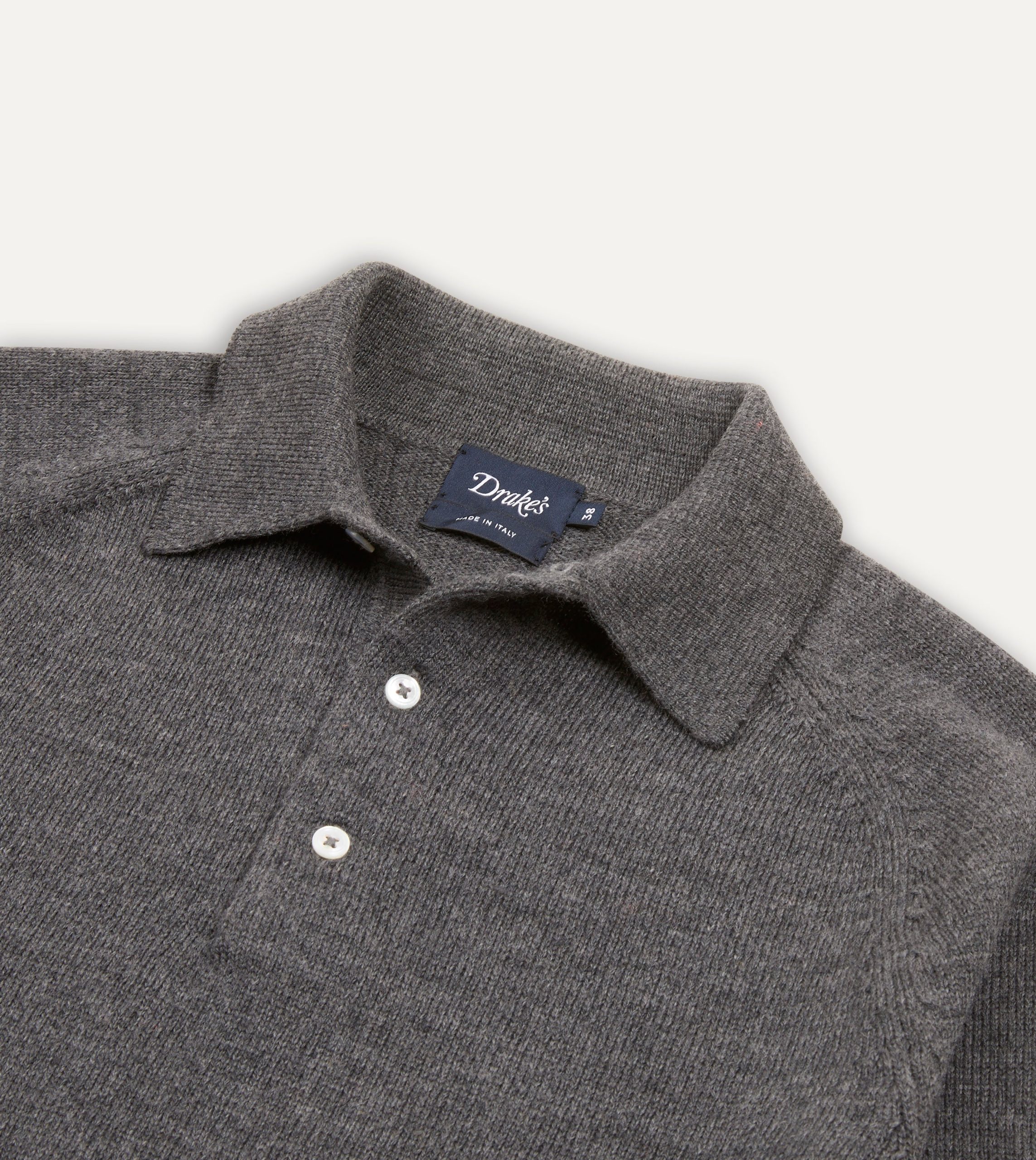 Grey Merino Wool Knitted Polo - Image 3