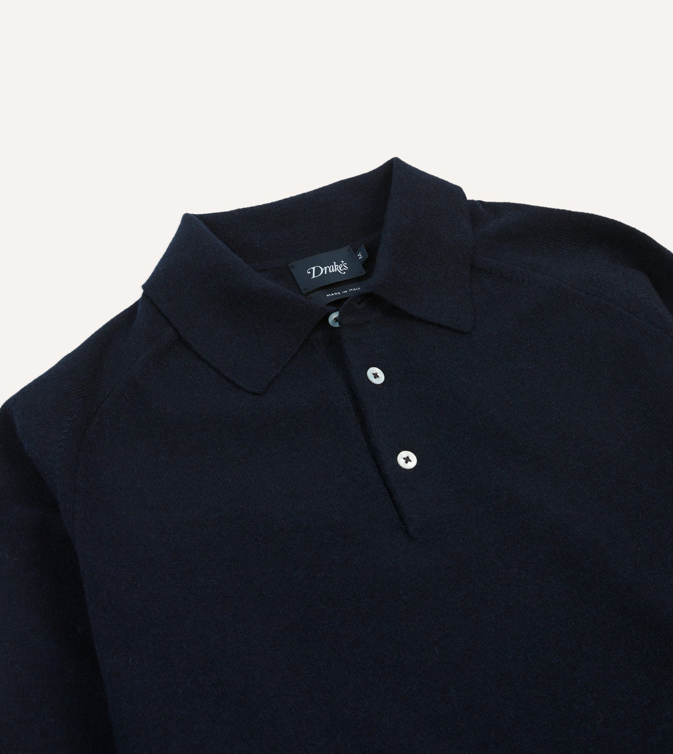 Navy Alpaca Wool Knitted Polo - Image 3
