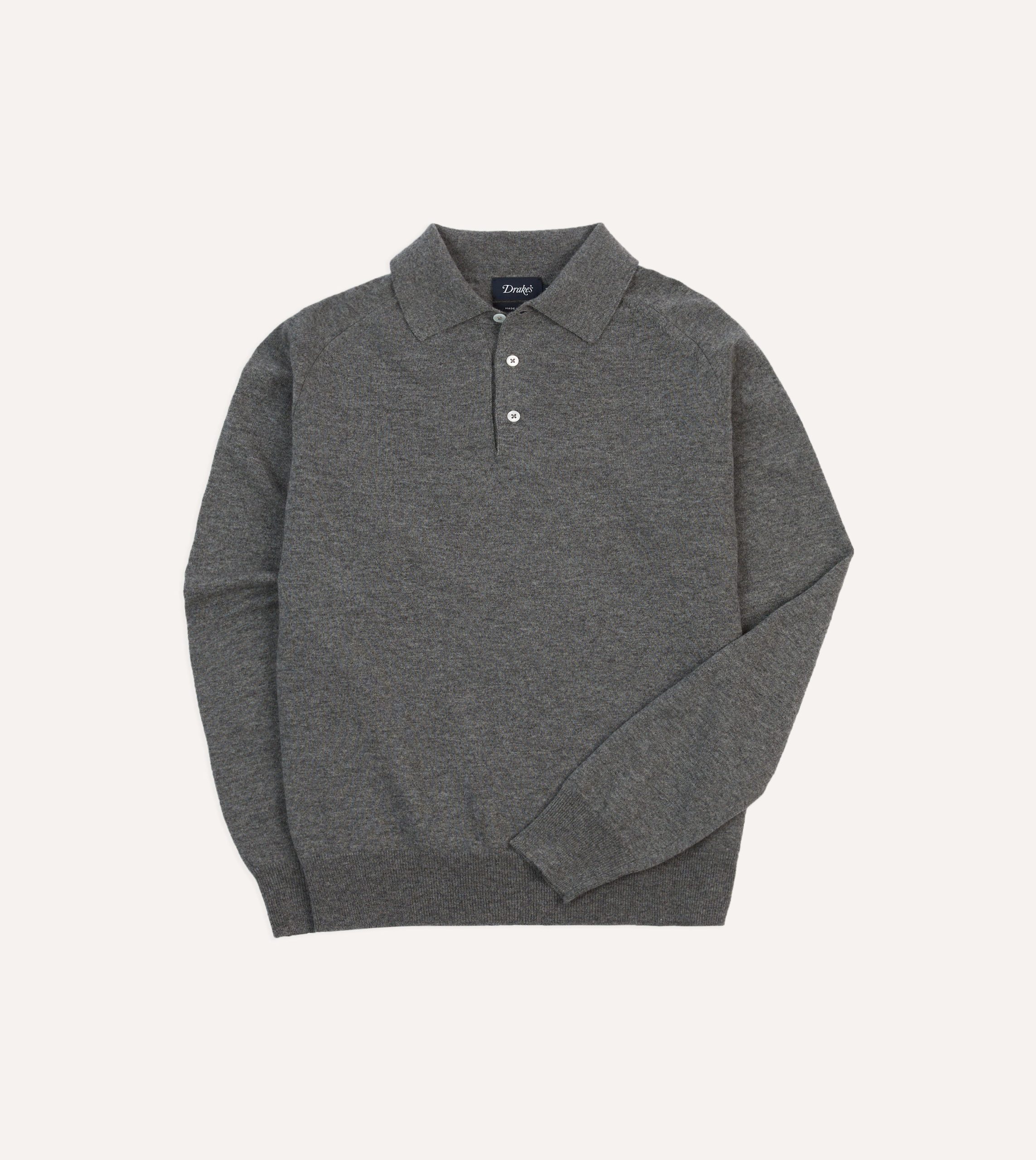 Grey Alpaca Wool Knitted Polo