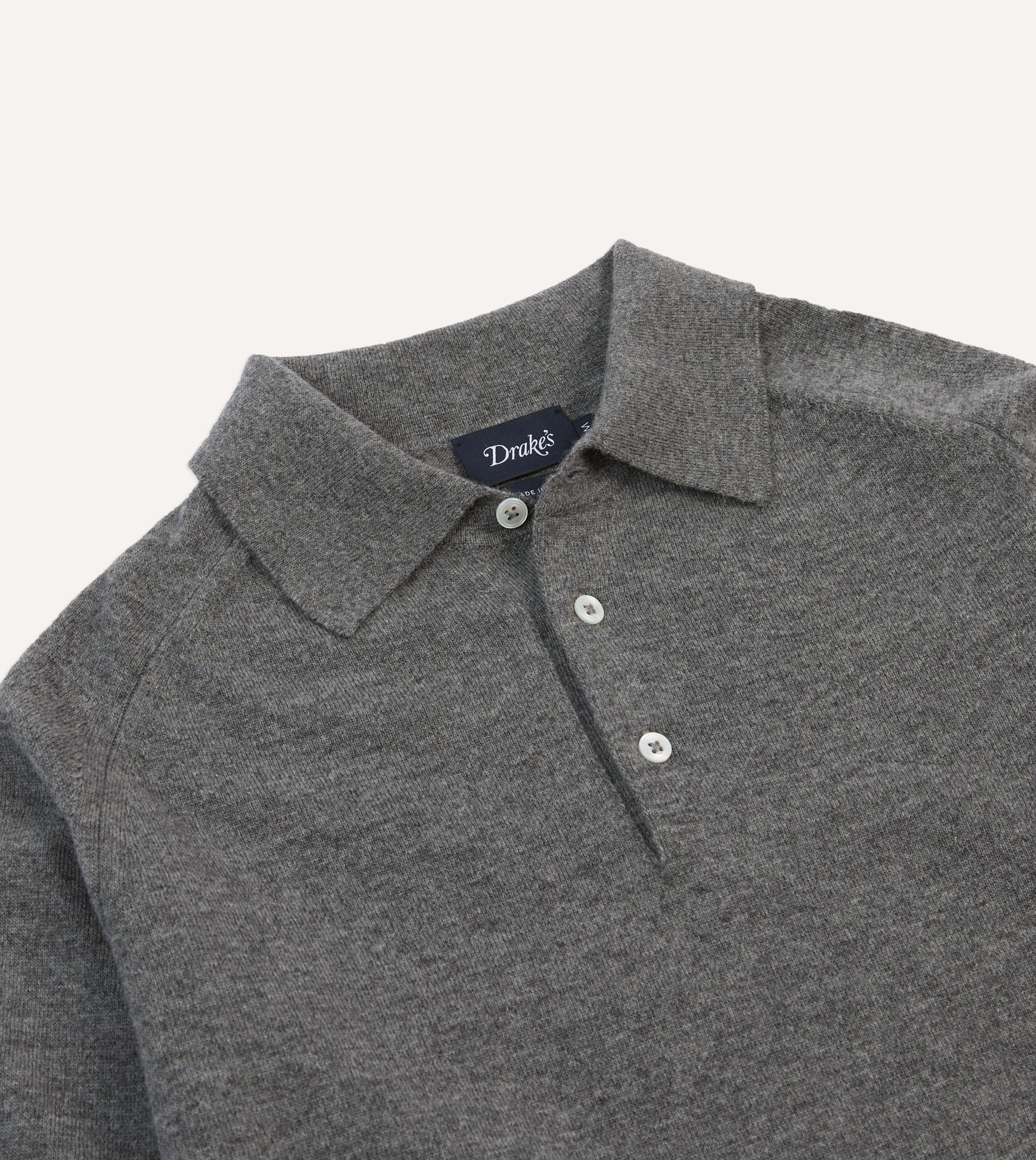 Grey Alpaca Wool Knitted Polo - Image 3