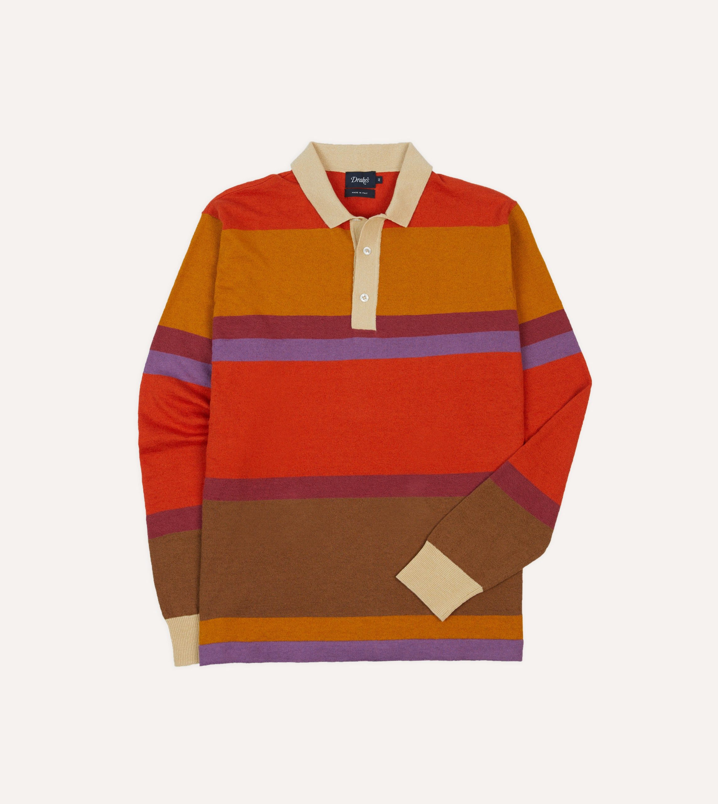 Orange. Brown and Purple Linen Cotton Knitted Rugby Shirt