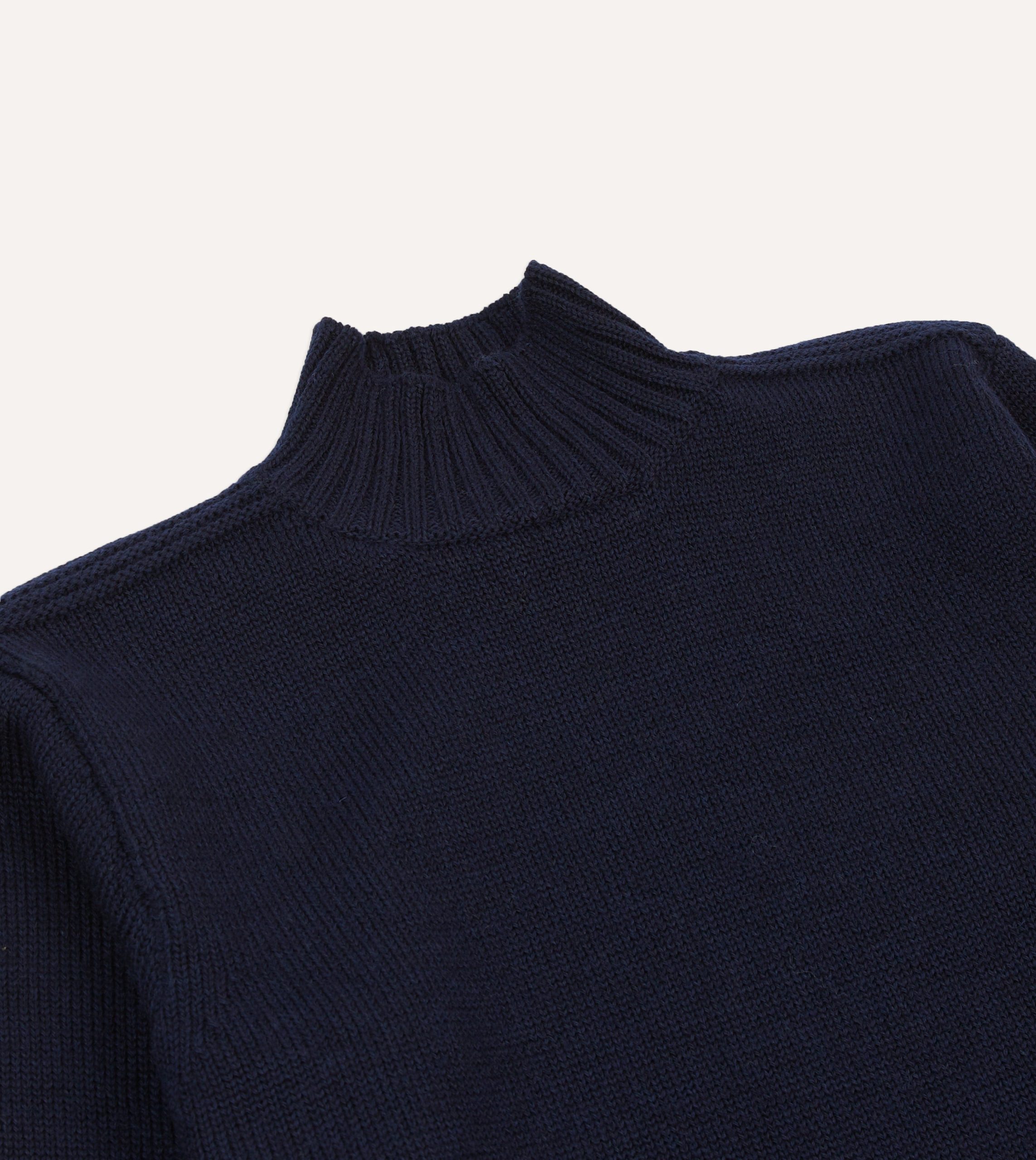 Navy Heavyweight Mock Neck Jumper - Image 3