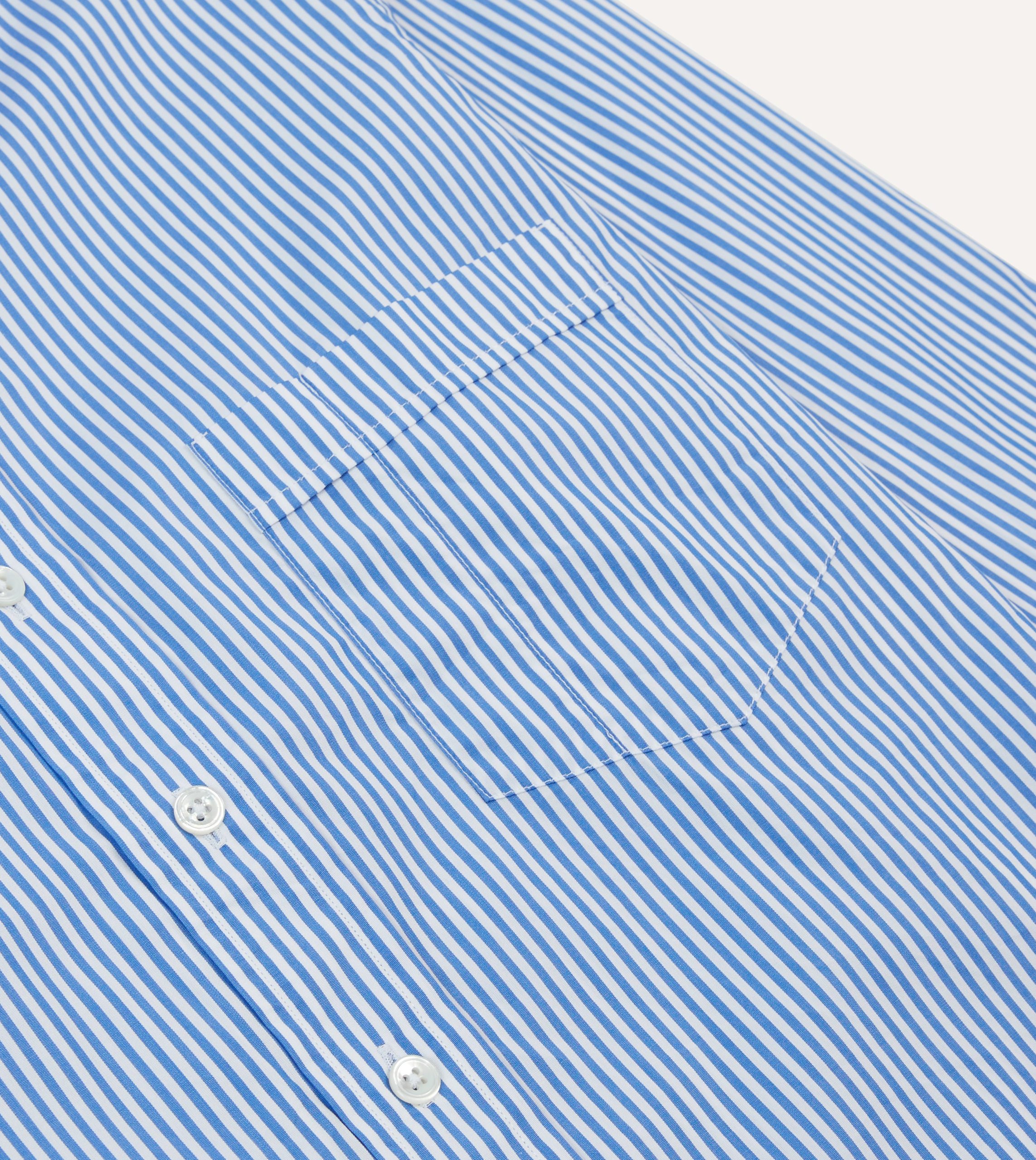 Blue Bengal Stripe Cotton Poplin Button-Down Shirt - Image 4