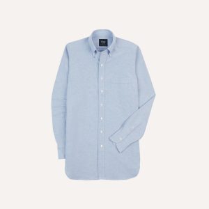 Ice Blue Cotton Oxford Cloth Button-Down Shirt