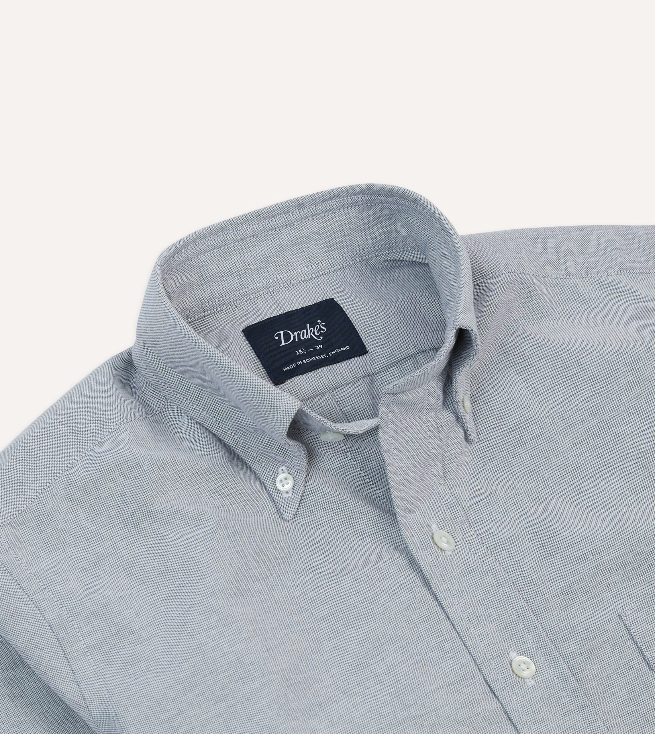 Grey Cotton Oxford Cloth Button-Down Shirt - Image 3