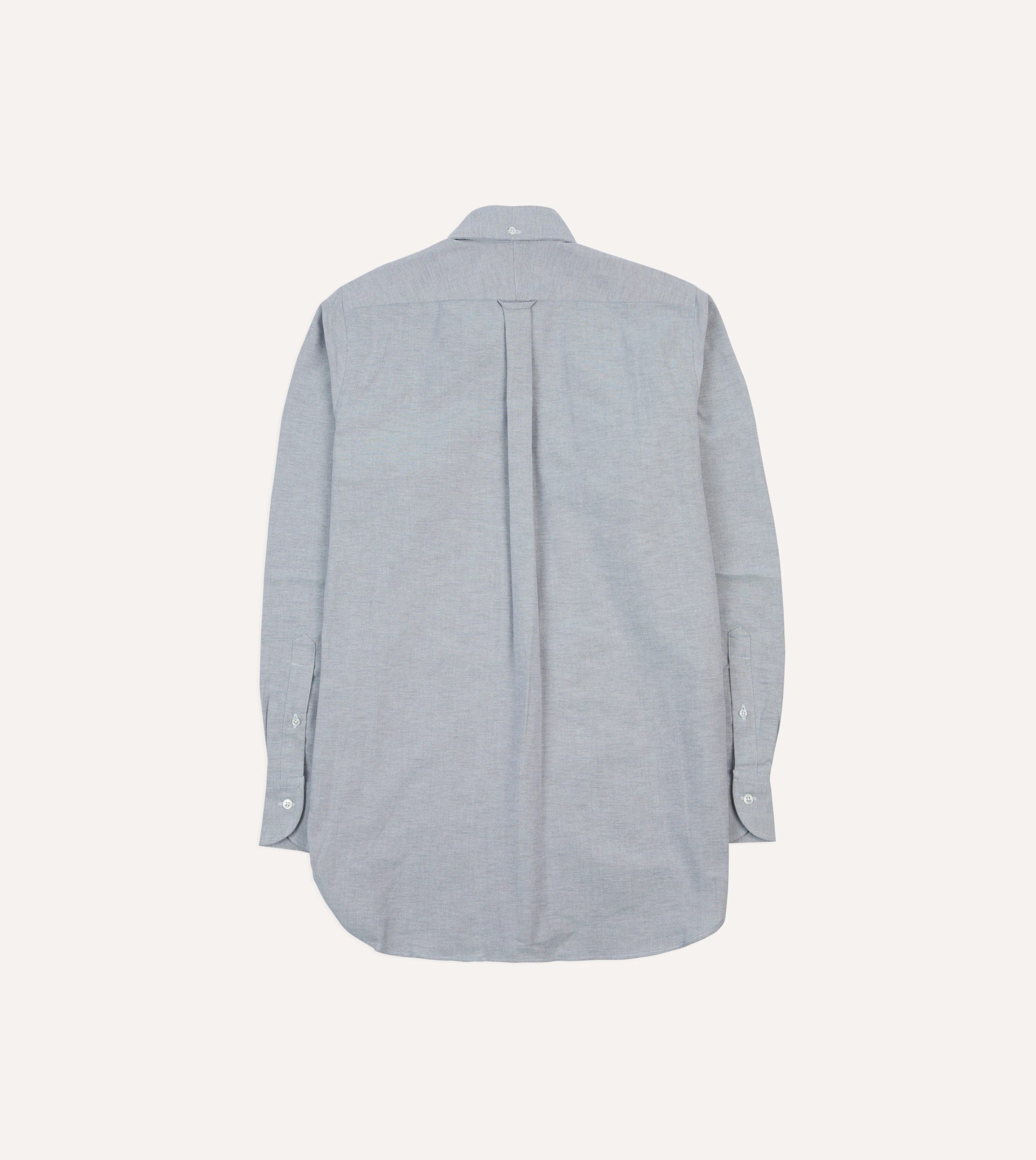 Grey Cotton Oxford Cloth Button-Down Shirt - Image 6
