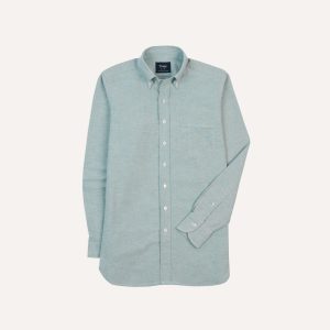 Green Cotton Oxford Cloth Button-Down Shirt