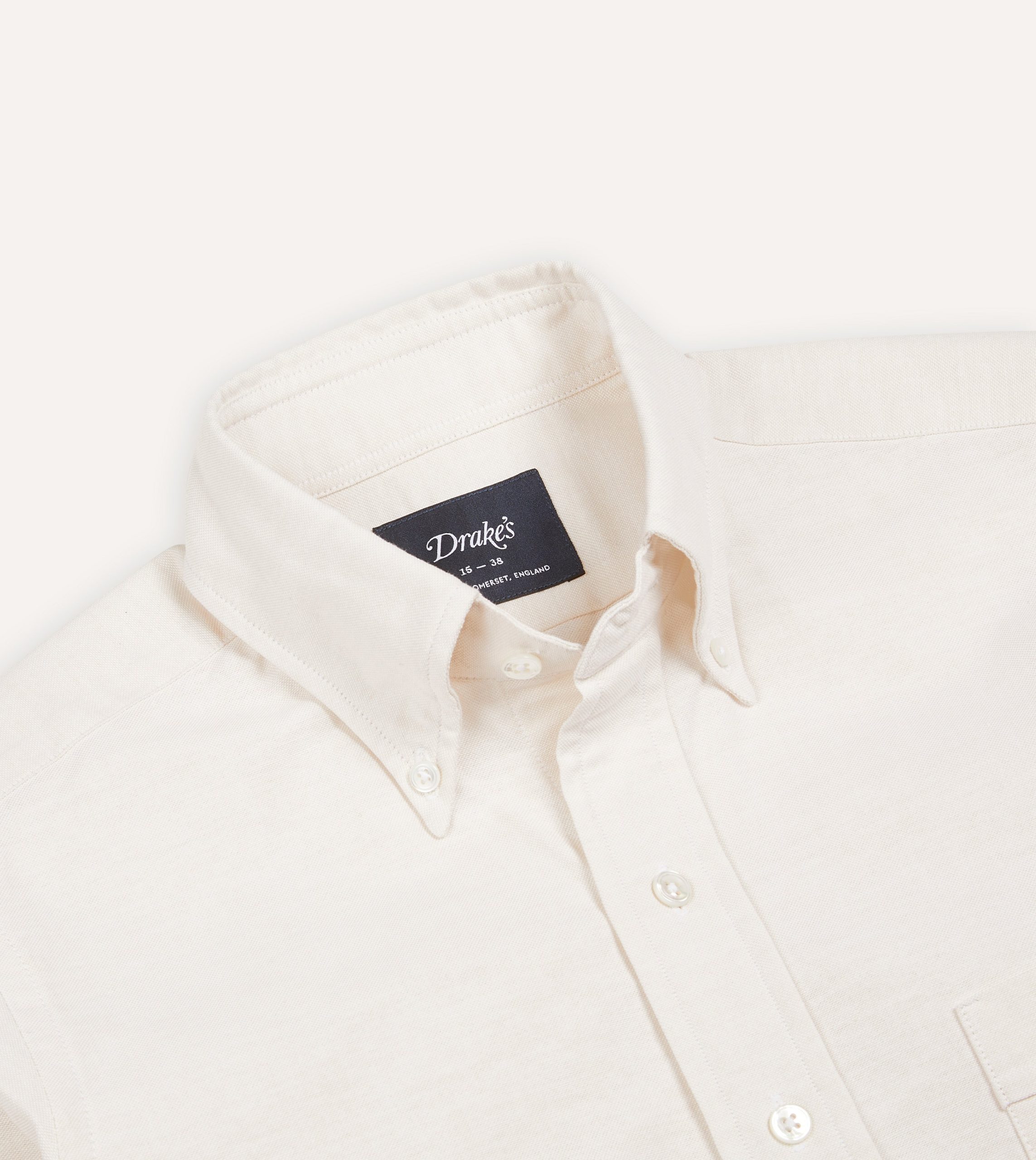 Cream Cotton Oxford Cloth Button-Down Shirt - Image 3