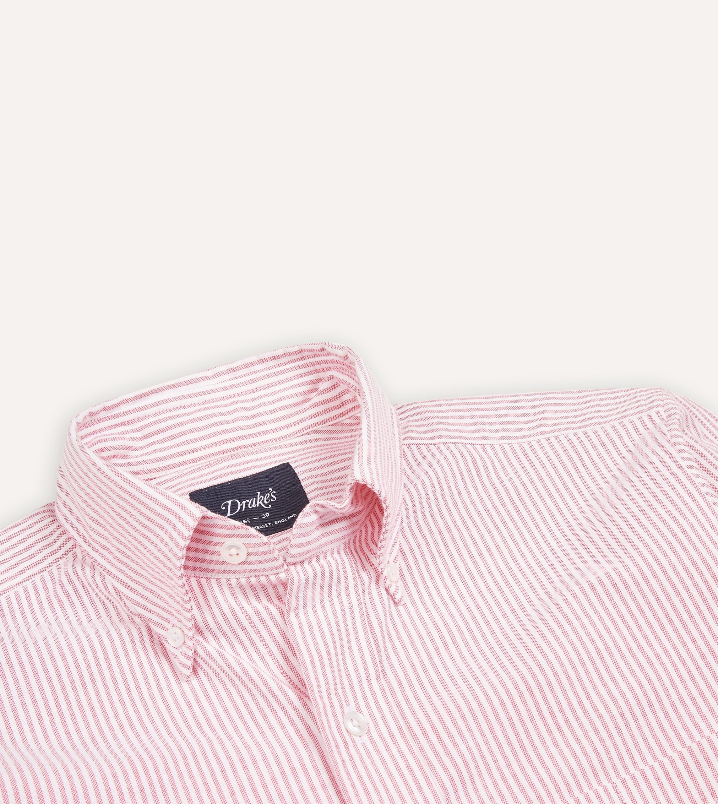 Pink Ticking Stripe Cotton Oxford Cloth Button-Down Shirt - Image 3