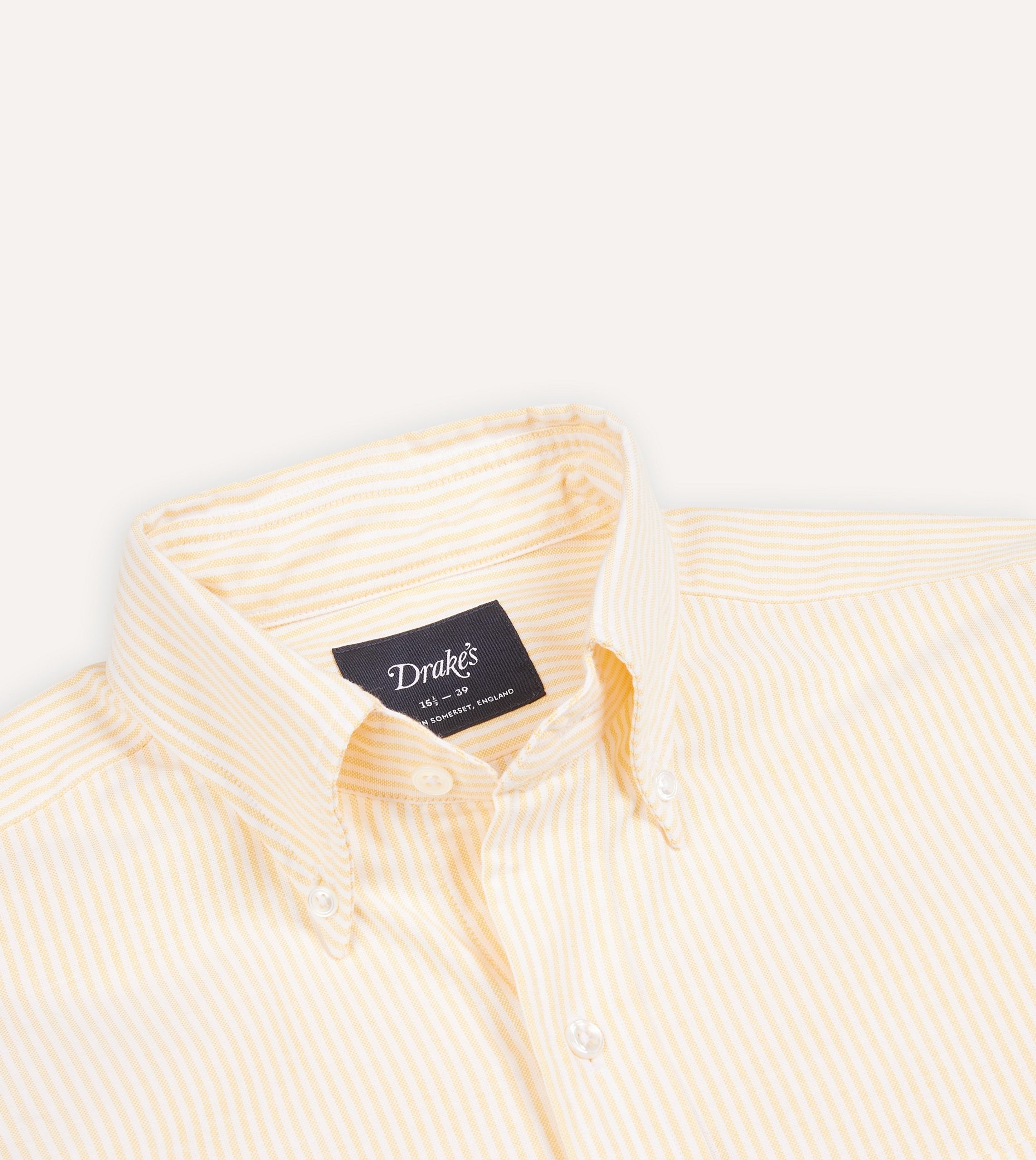 Yellow Ticking Stripe Cotton Oxford Cloth Button-Down Shirt - Image 3