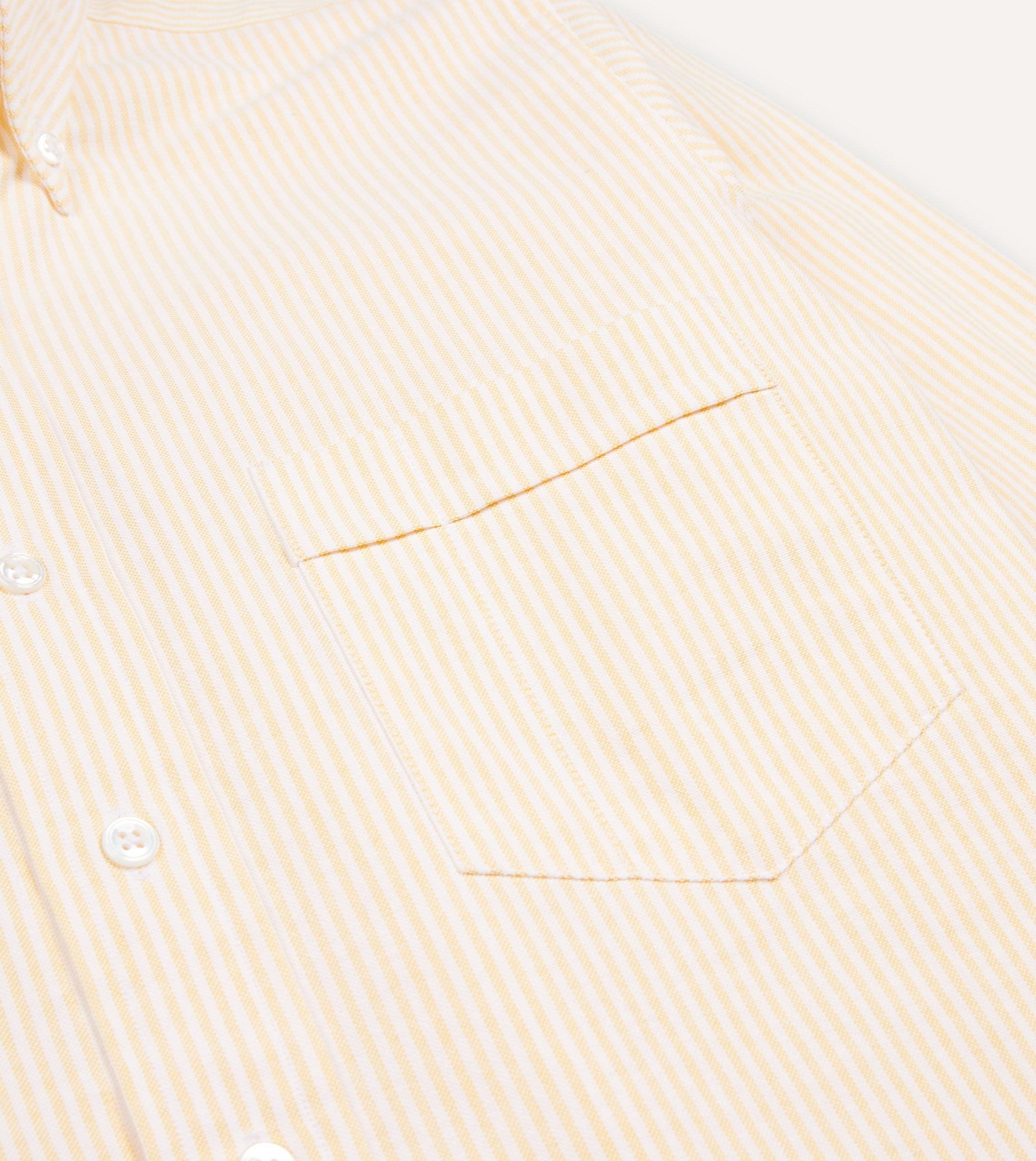 Yellow Ticking Stripe Cotton Oxford Cloth Button-Down Shirt - Image 4