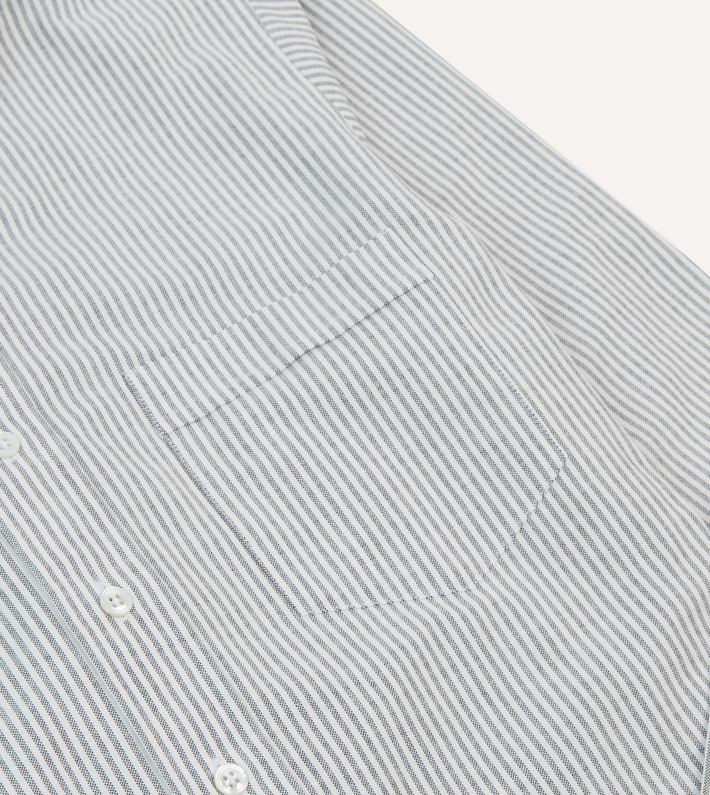 Black Ticking Stripe Cotton Oxford Cloth Button-Down Shirt - Image 4