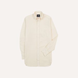 Ecru Pinpoint Oxford Cotton Cloth Button-Down Shirt