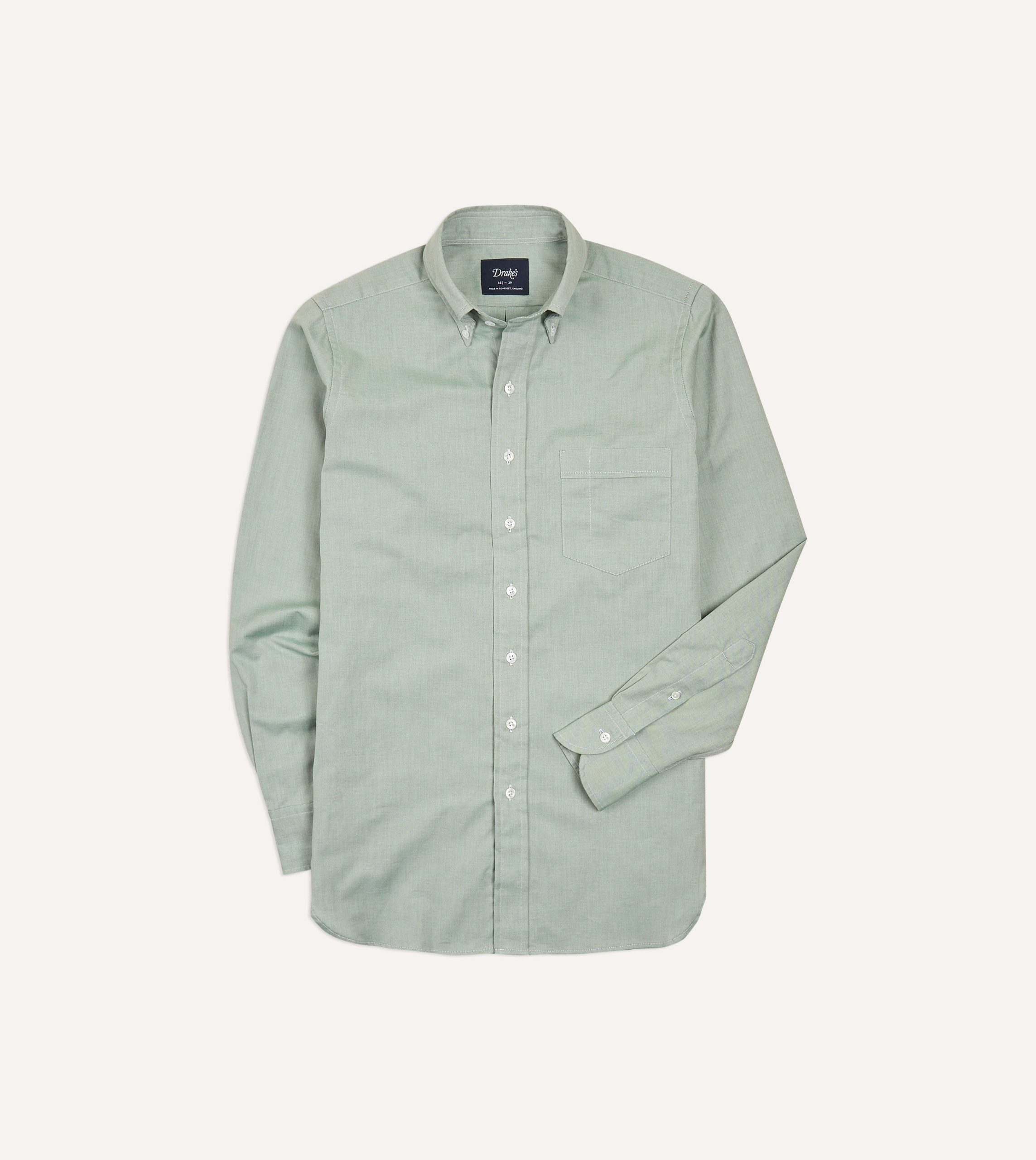 Green Pinpoint Oxford Cotton Cloth Button-Down Shirt