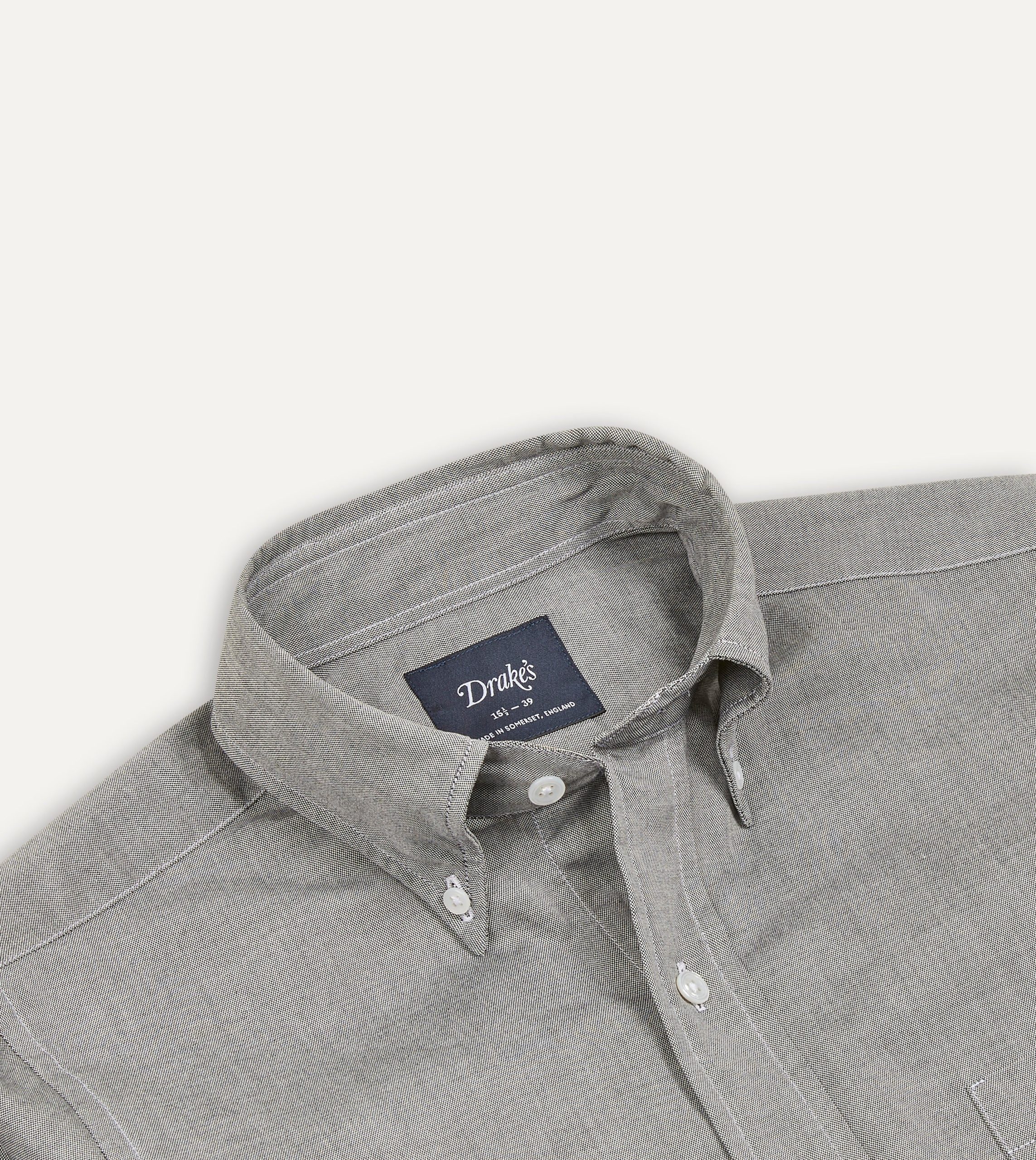 Grey Pinpoint Oxford Cotton Cloth Button-Down Shirt - Image 3
