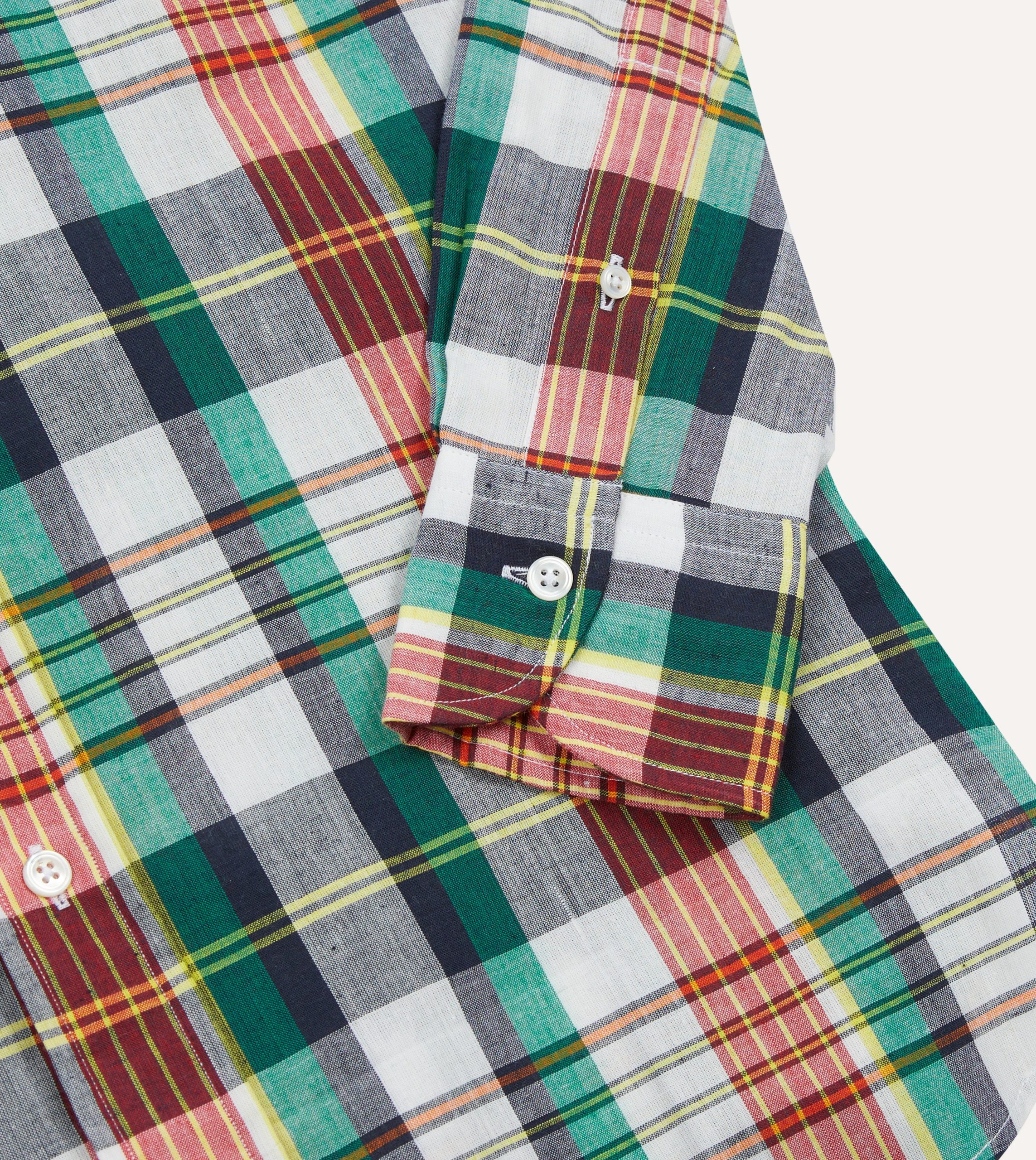 Blue and Red Madras Check Cotton Button-Down Shirt - Image 5