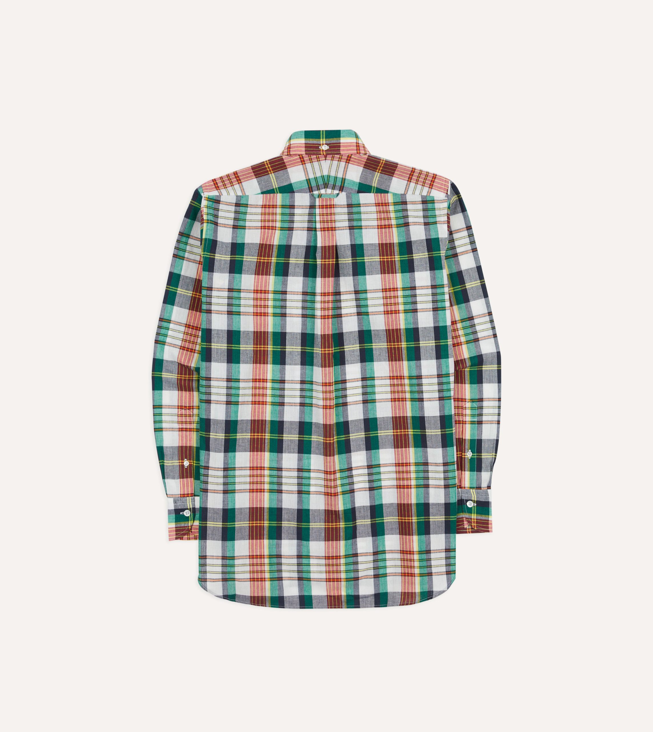 Blue and Red Madras Check Cotton Button-Down Shirt - Image 6